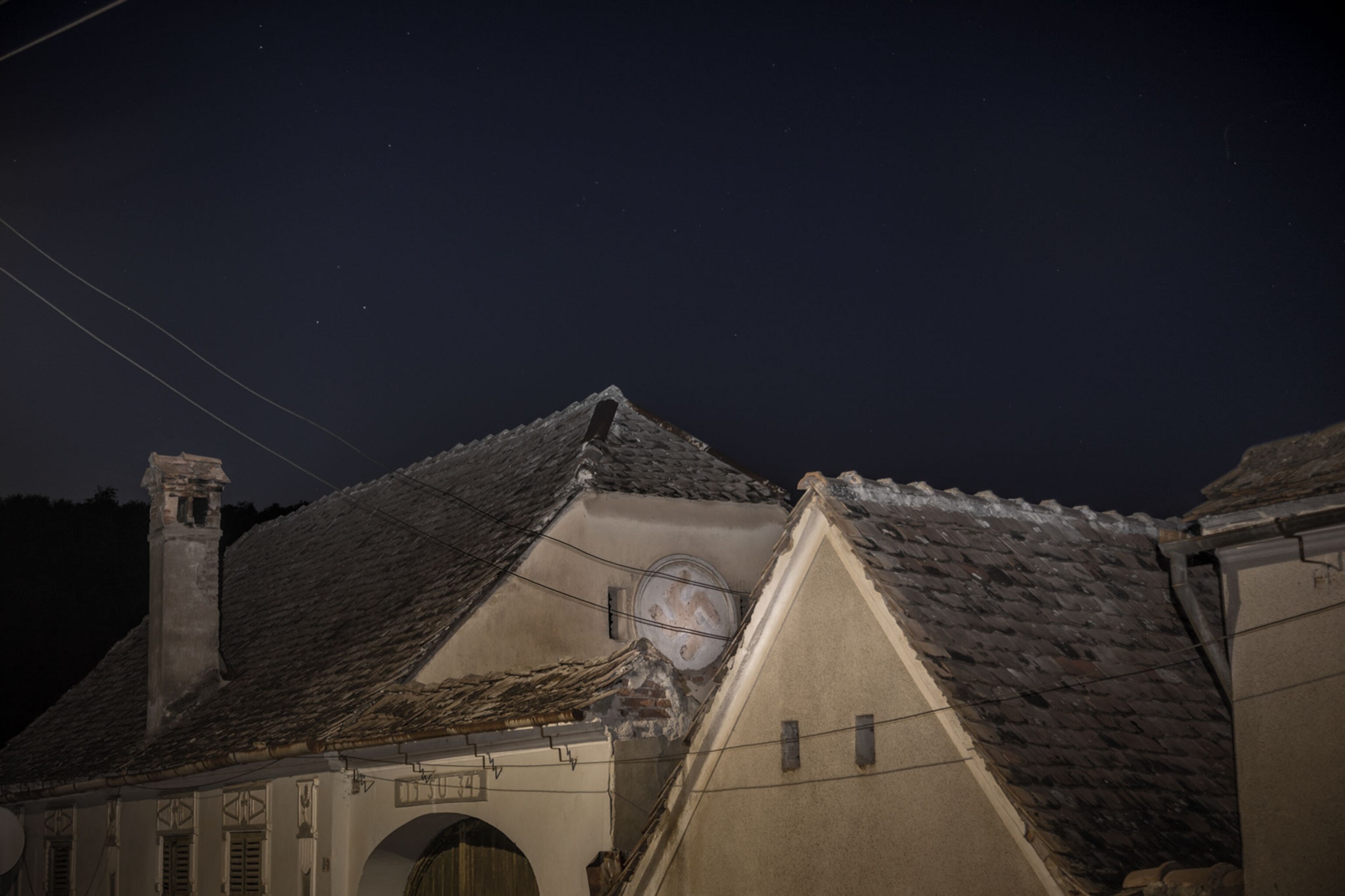 a swastika on a house