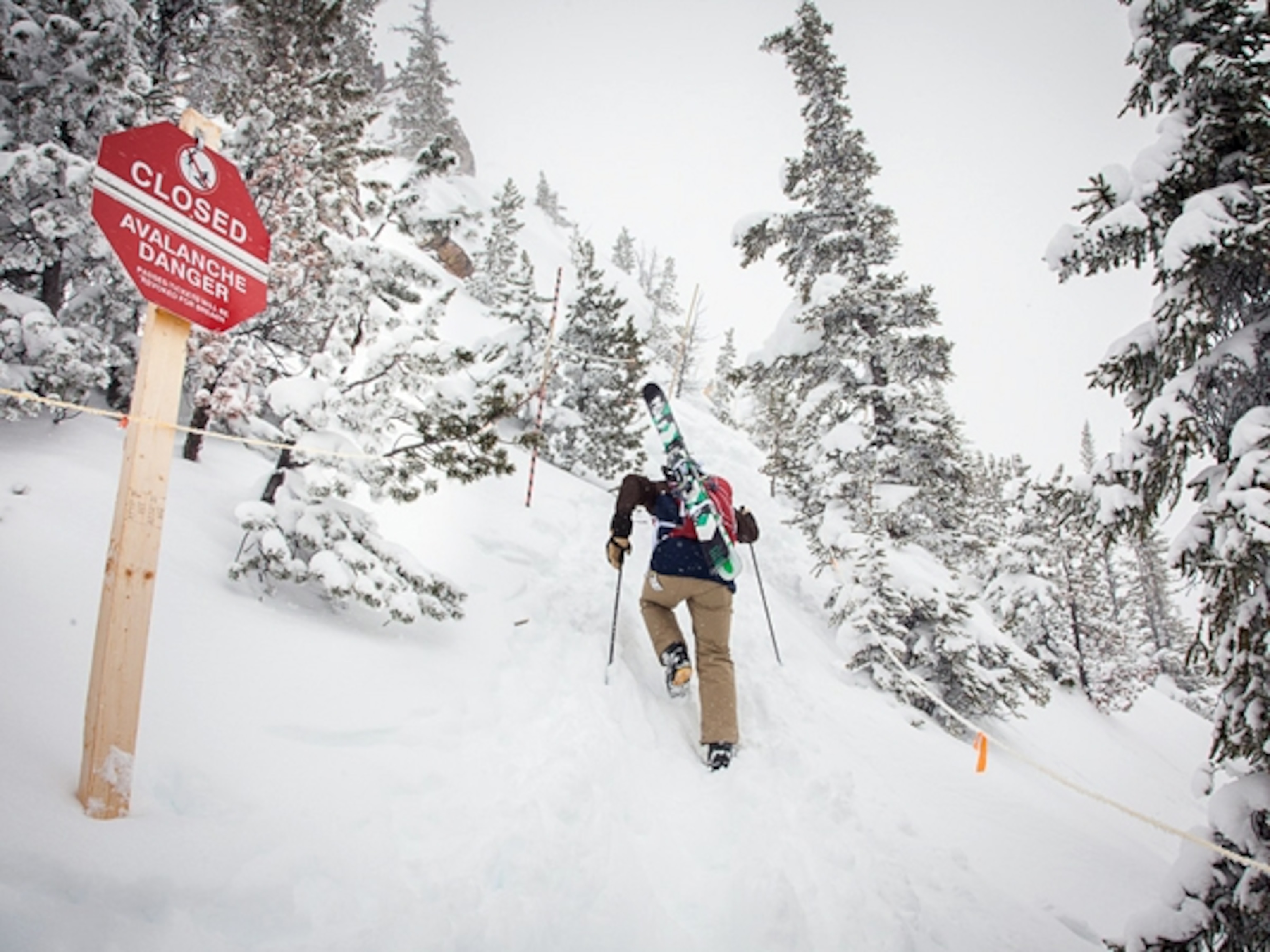 Skier in avalanche zone