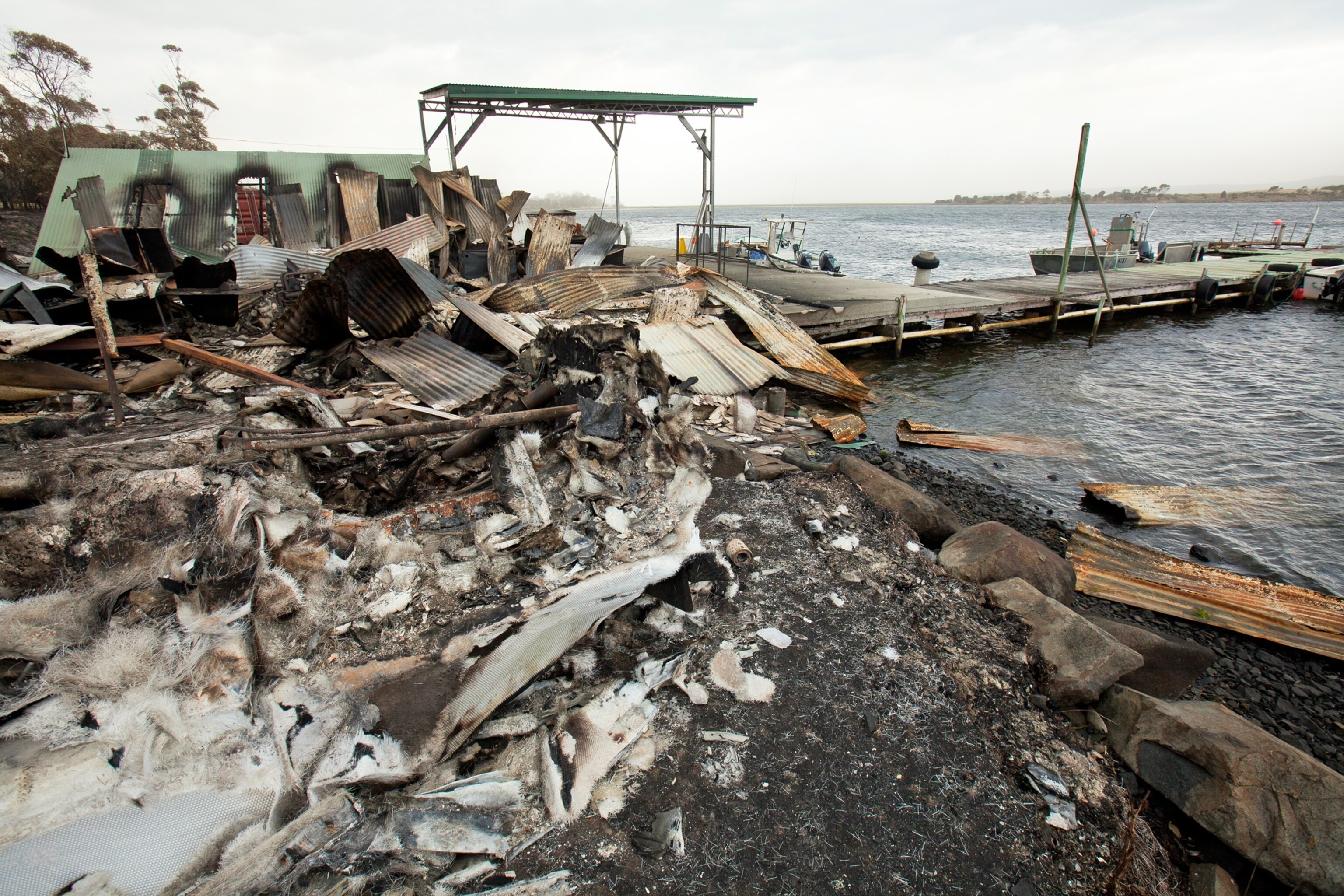 Australia wildfire picture - burned boat in Tasmania