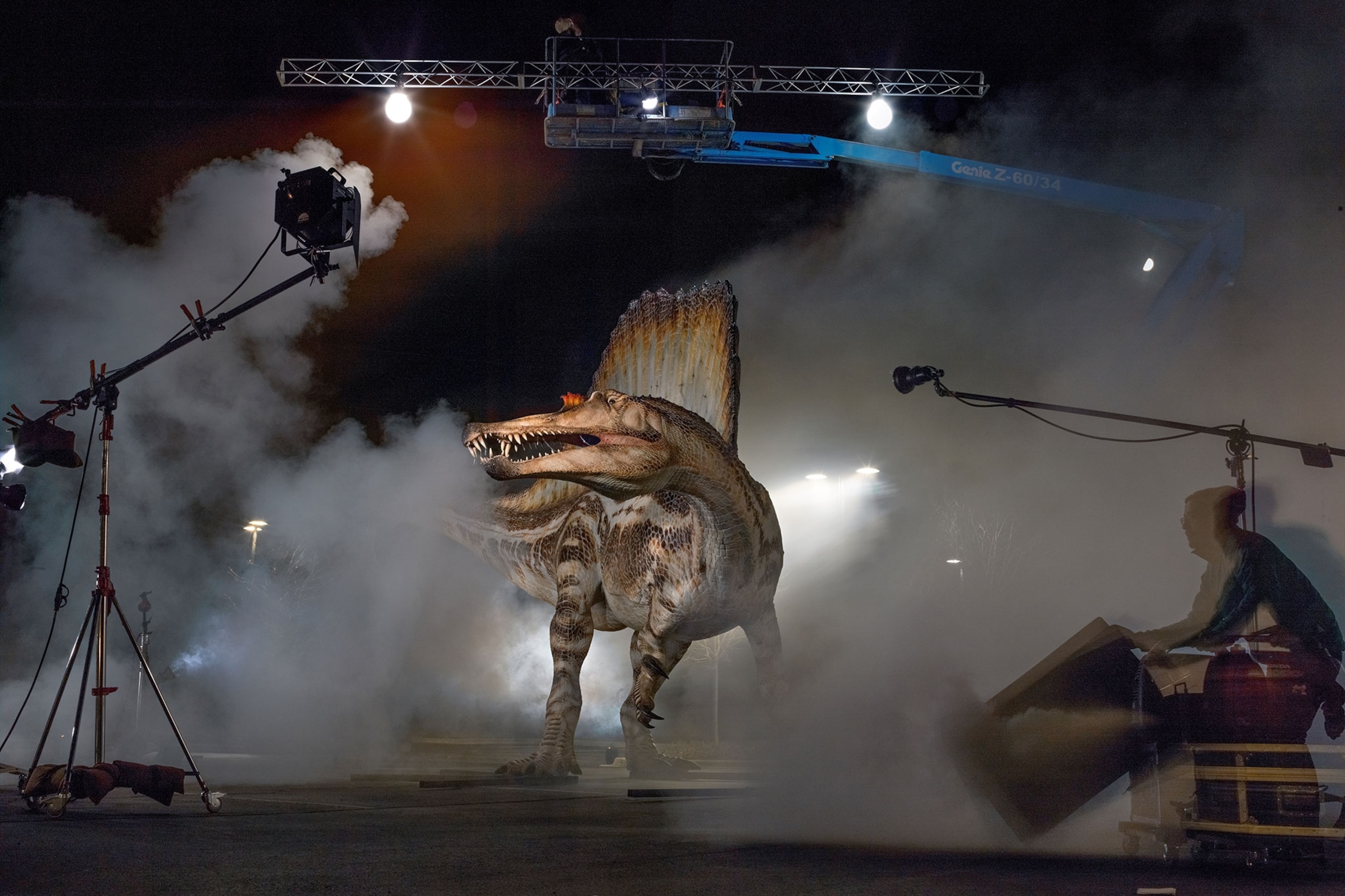 a model of life-size Cretaceous predator Spinosaurus.