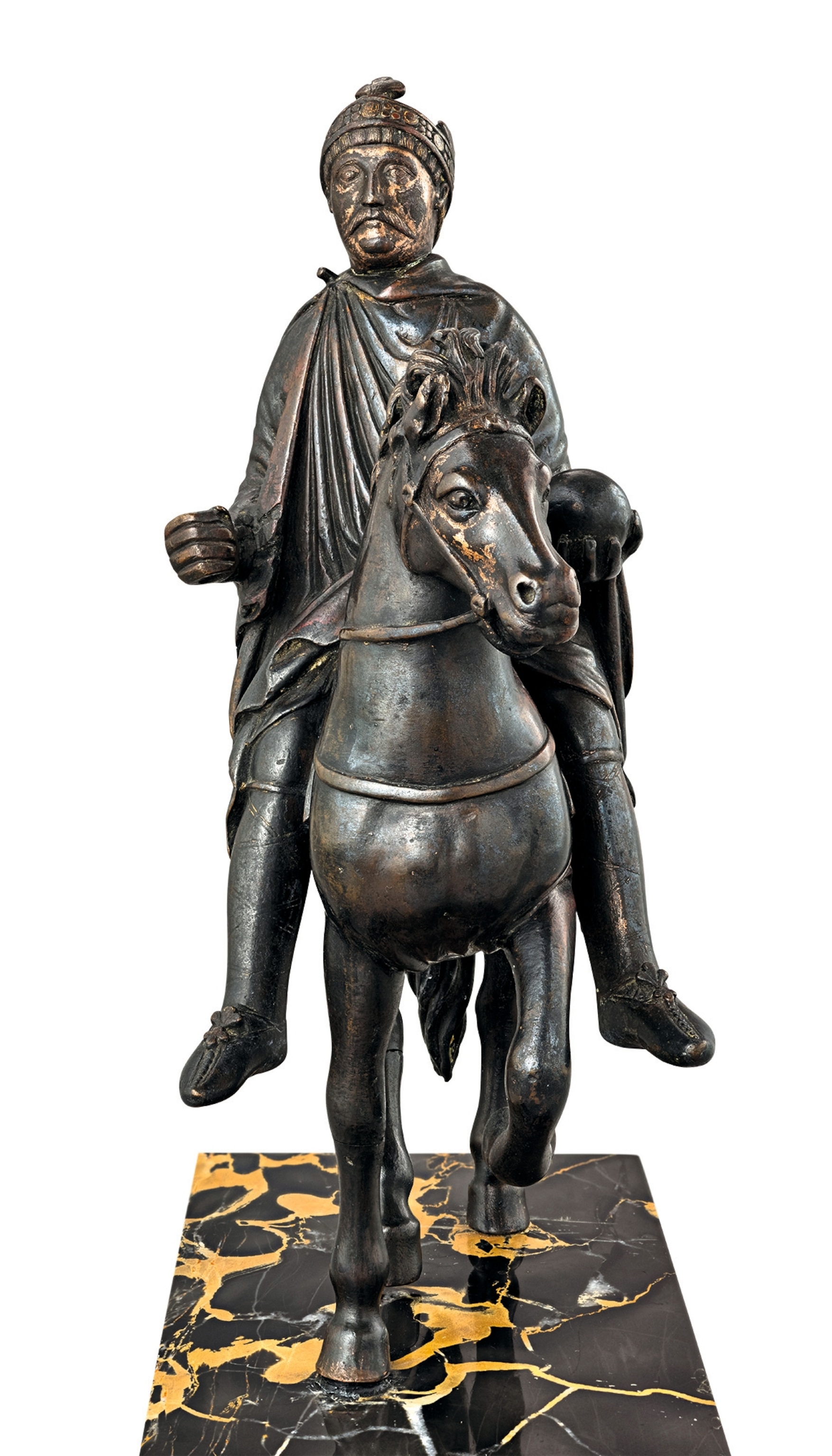 Charlemagne or his grandson Charles the Bald on horseback.