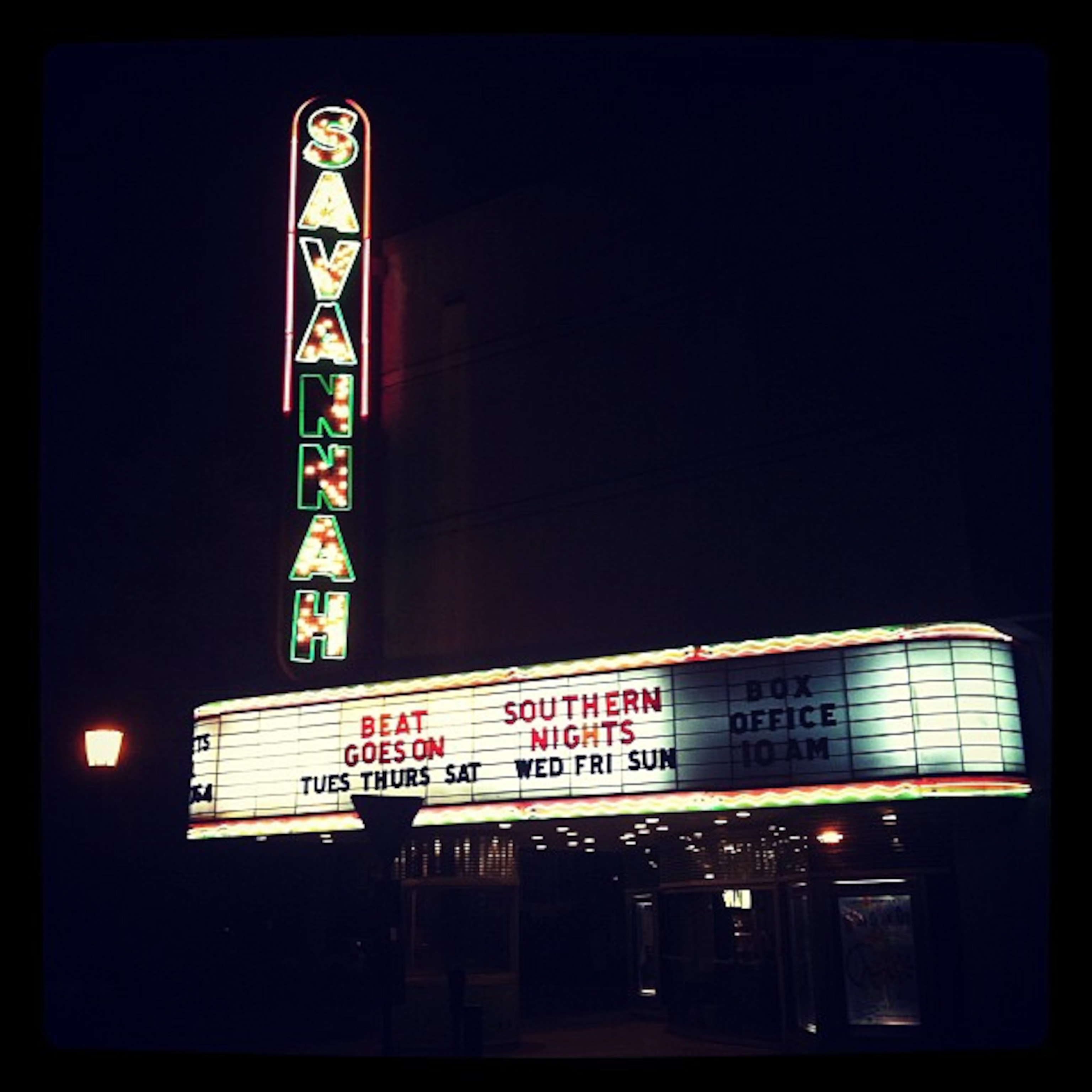 Instagram shot of the outside of the Savannah Theatre in Savannah, Georgia
