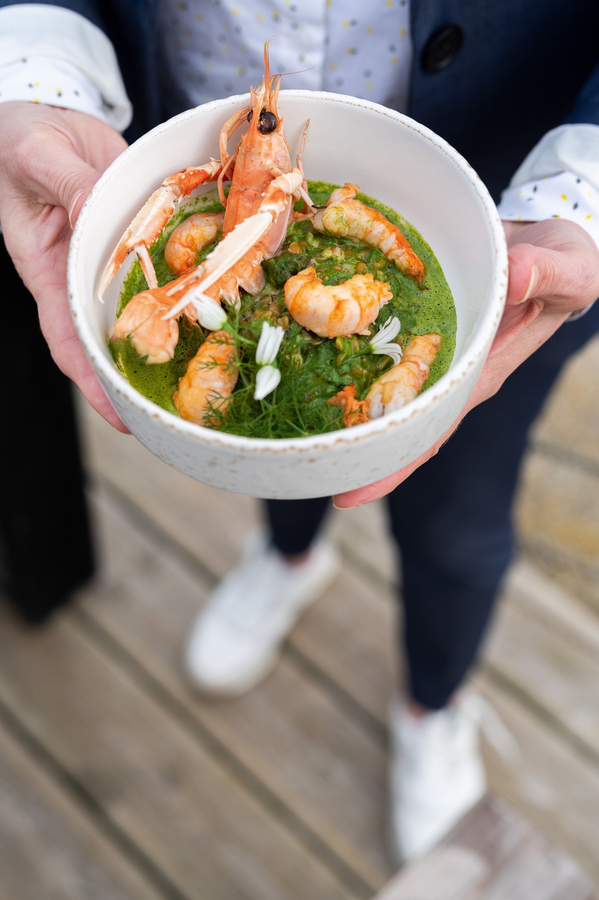 Langoustine risotto served up at Hôtel de la Mer, in Brignonan Plage.