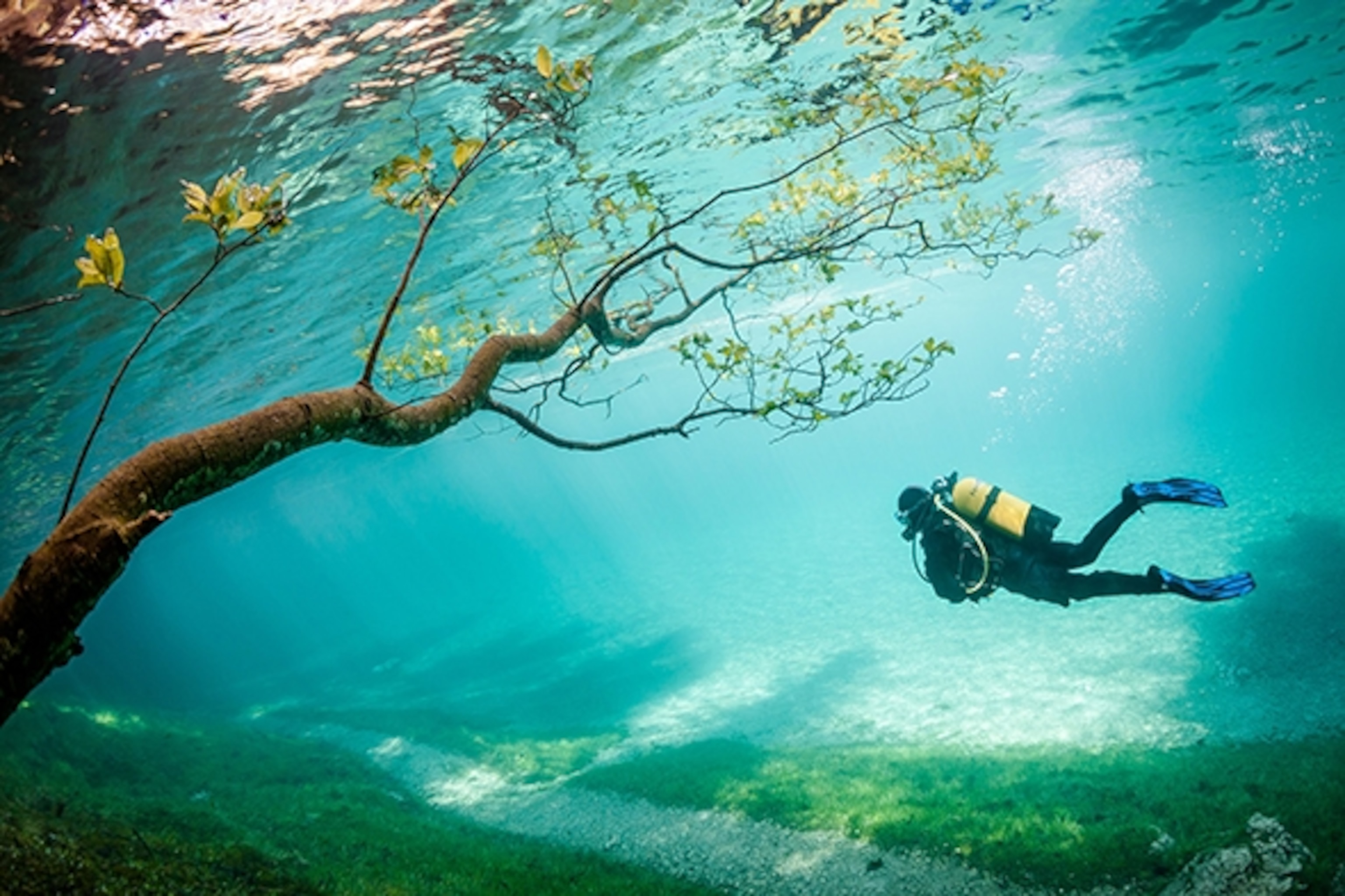 "Diver in Magic Kingdom" - Taken in Grüner See (Green Lake), Tragöss, Austria (Photograph by Marc Henauer)