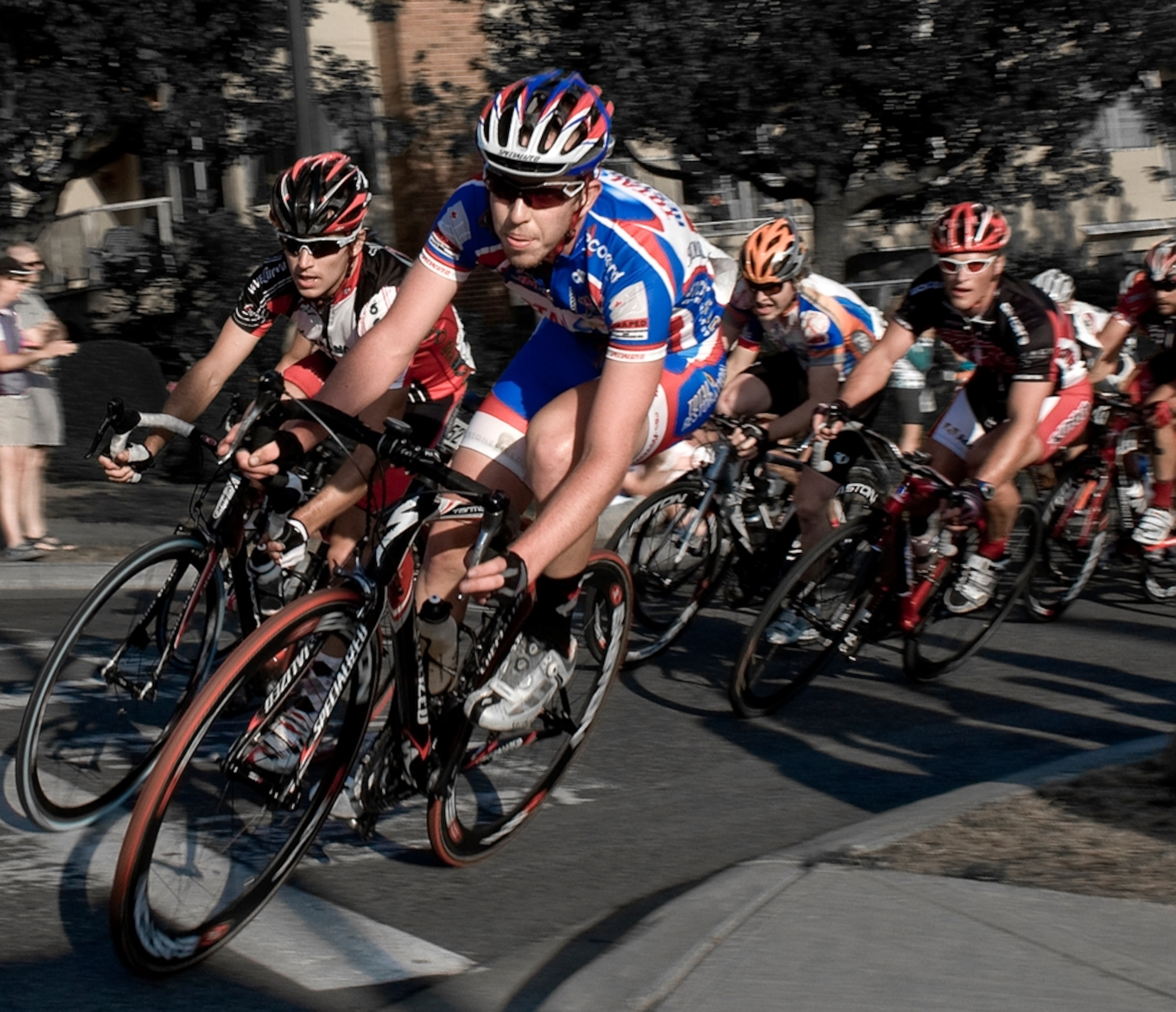Bicyclist during a road race.