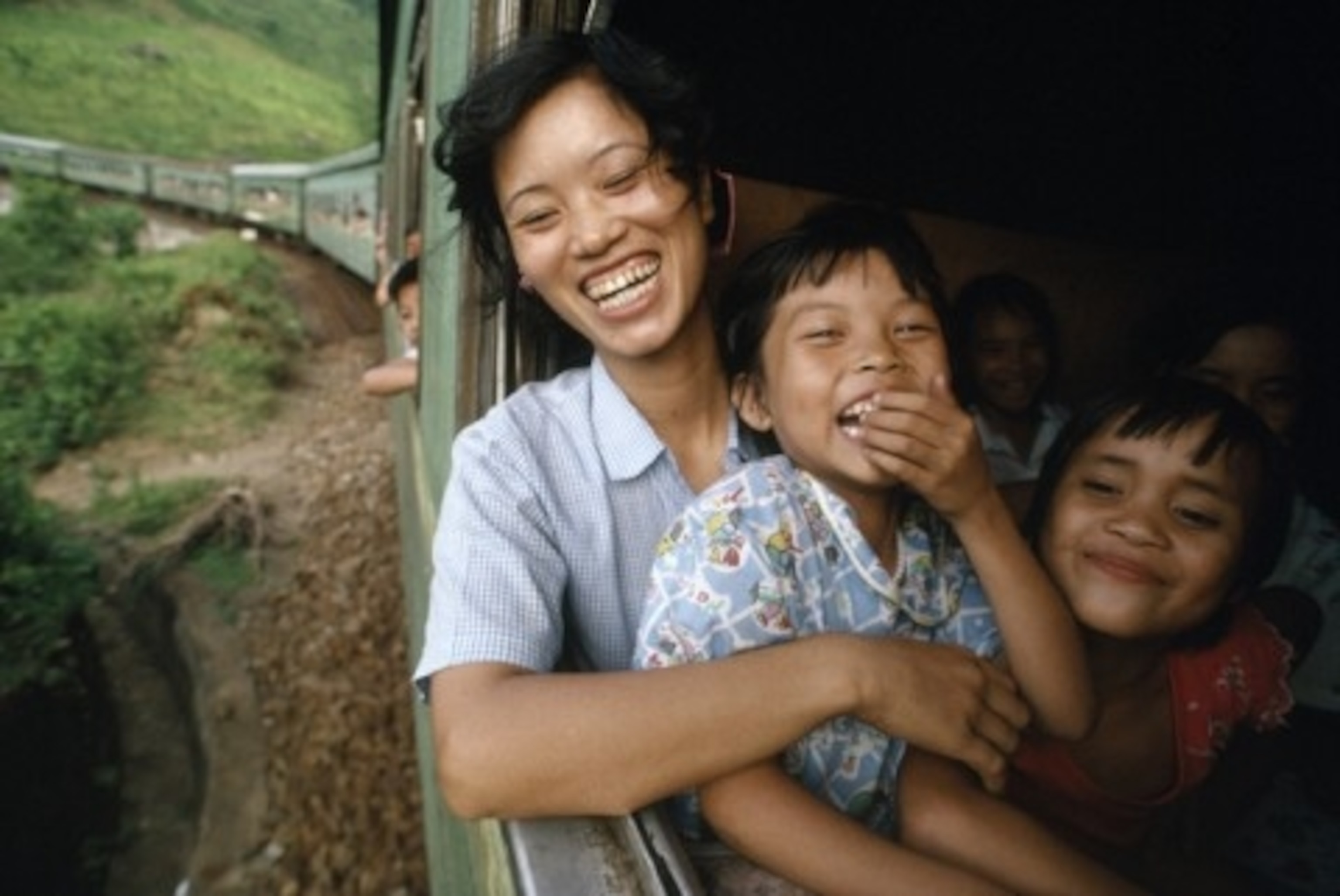 Mother and children on Vietnam Train