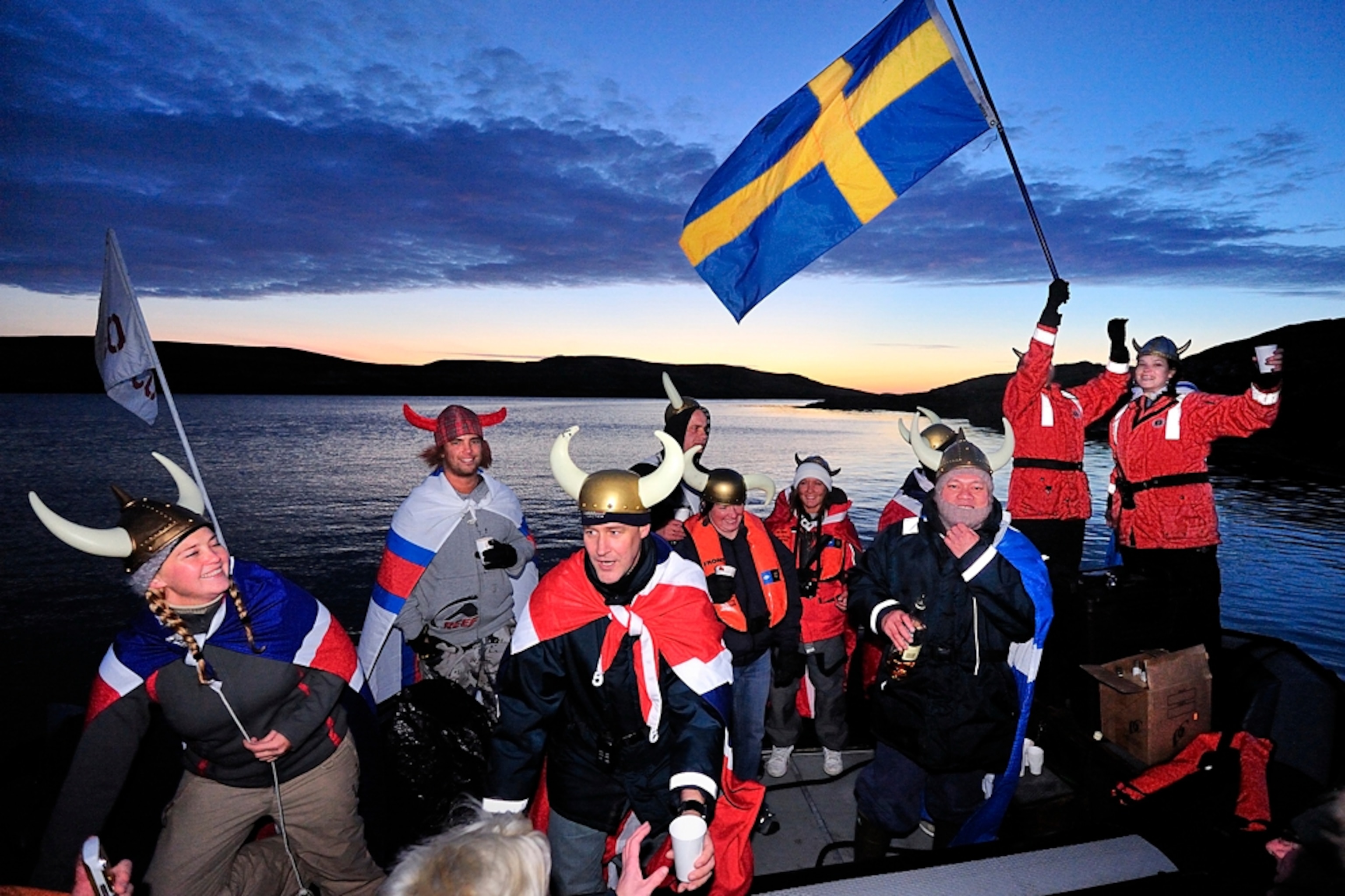 Group photo of people dressed as vikings
