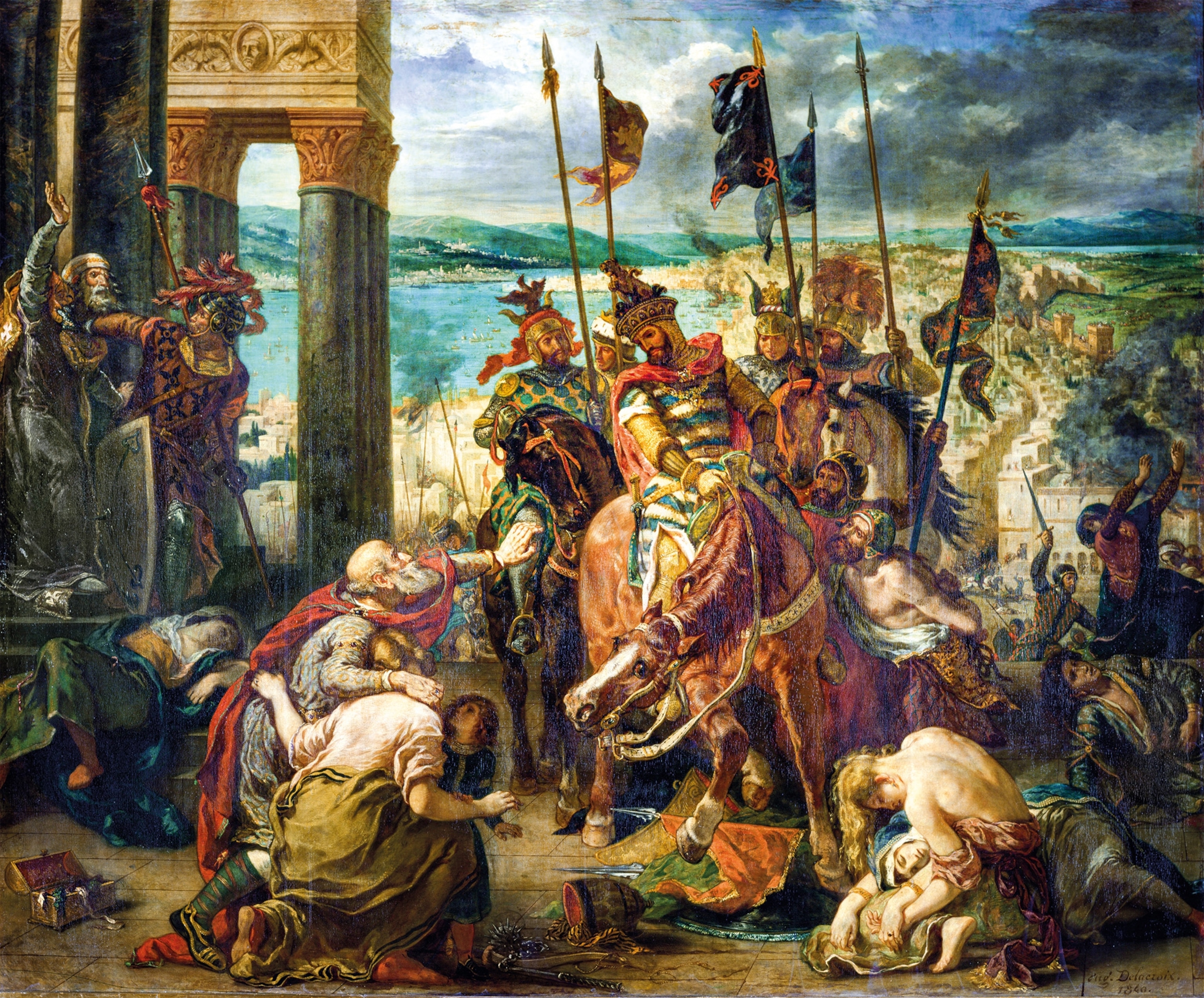 A painting of the entry of the Crusaders into Constantinople in 1204.