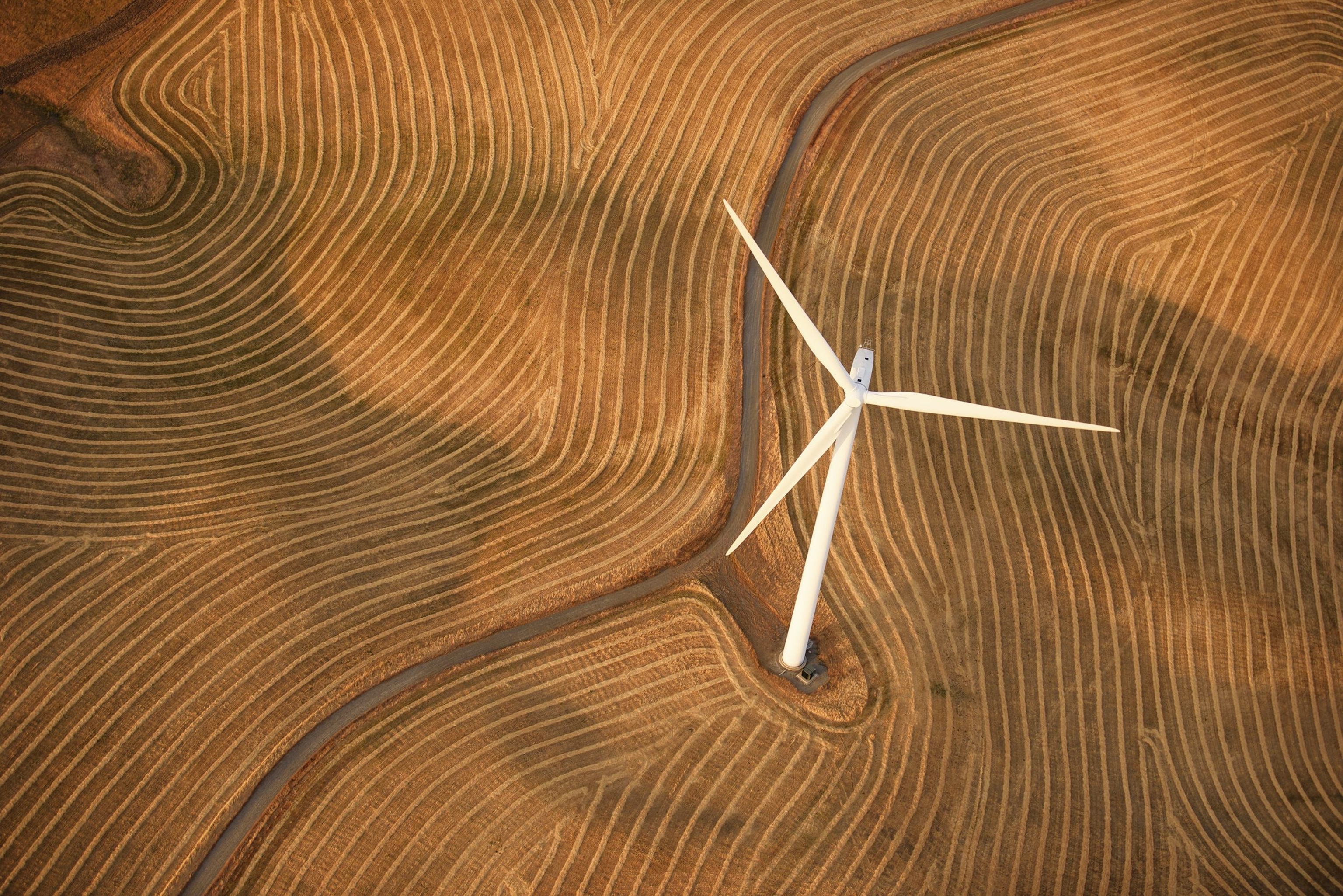 Aerial picture of a single windmill