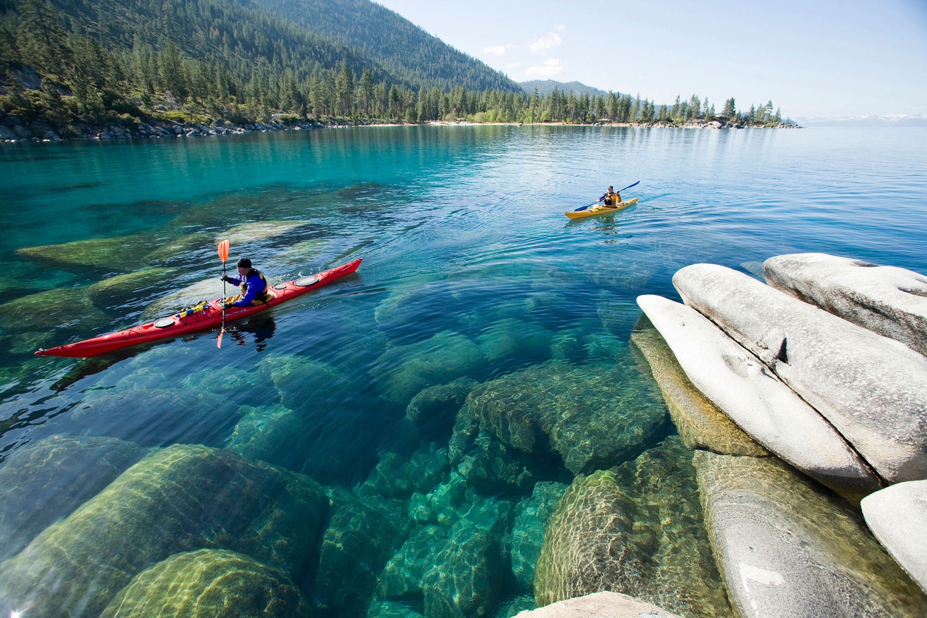 kayakers paddling on Lake Tahoe, Nevada