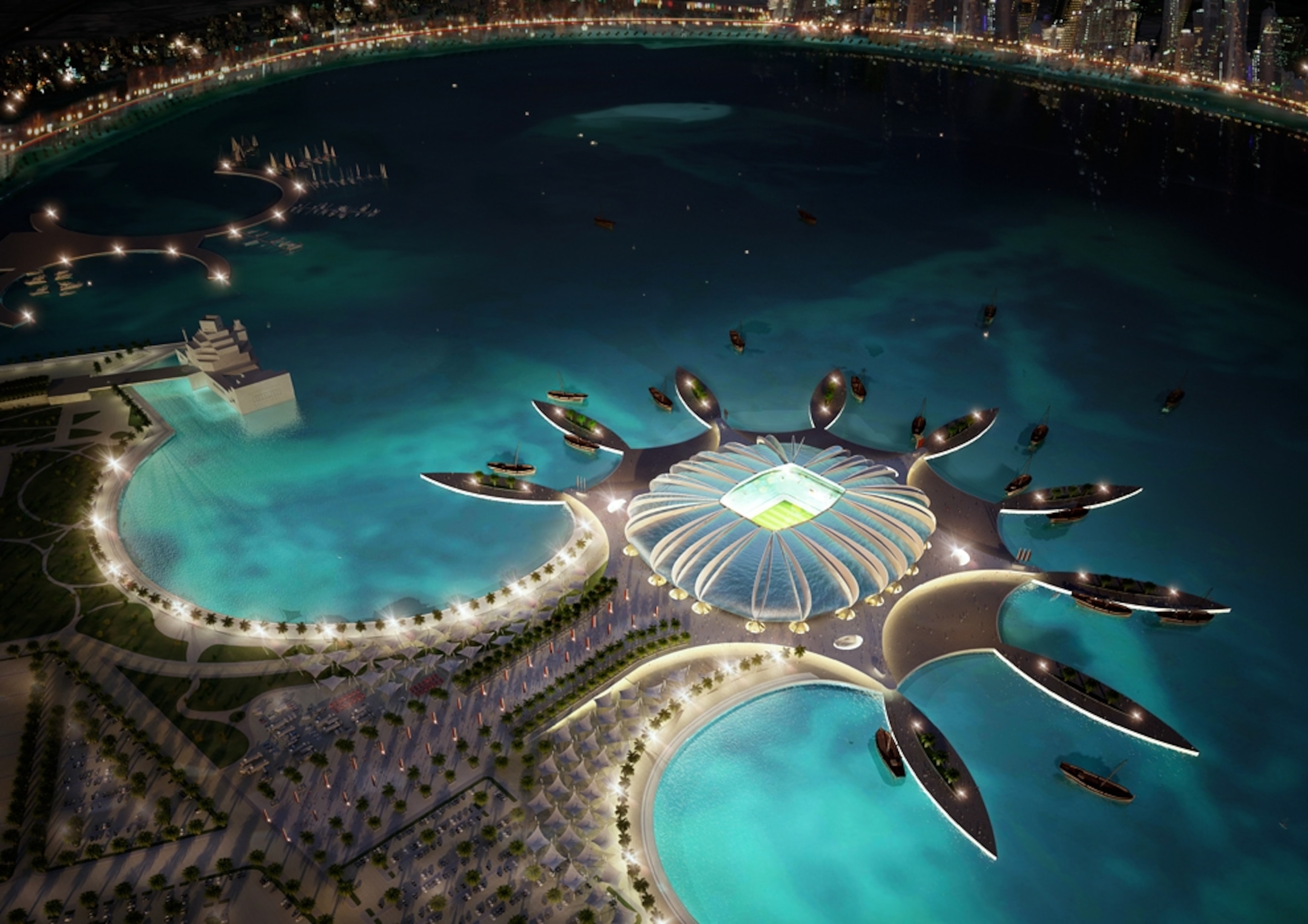 An illustration of a planned stadium in Qatar