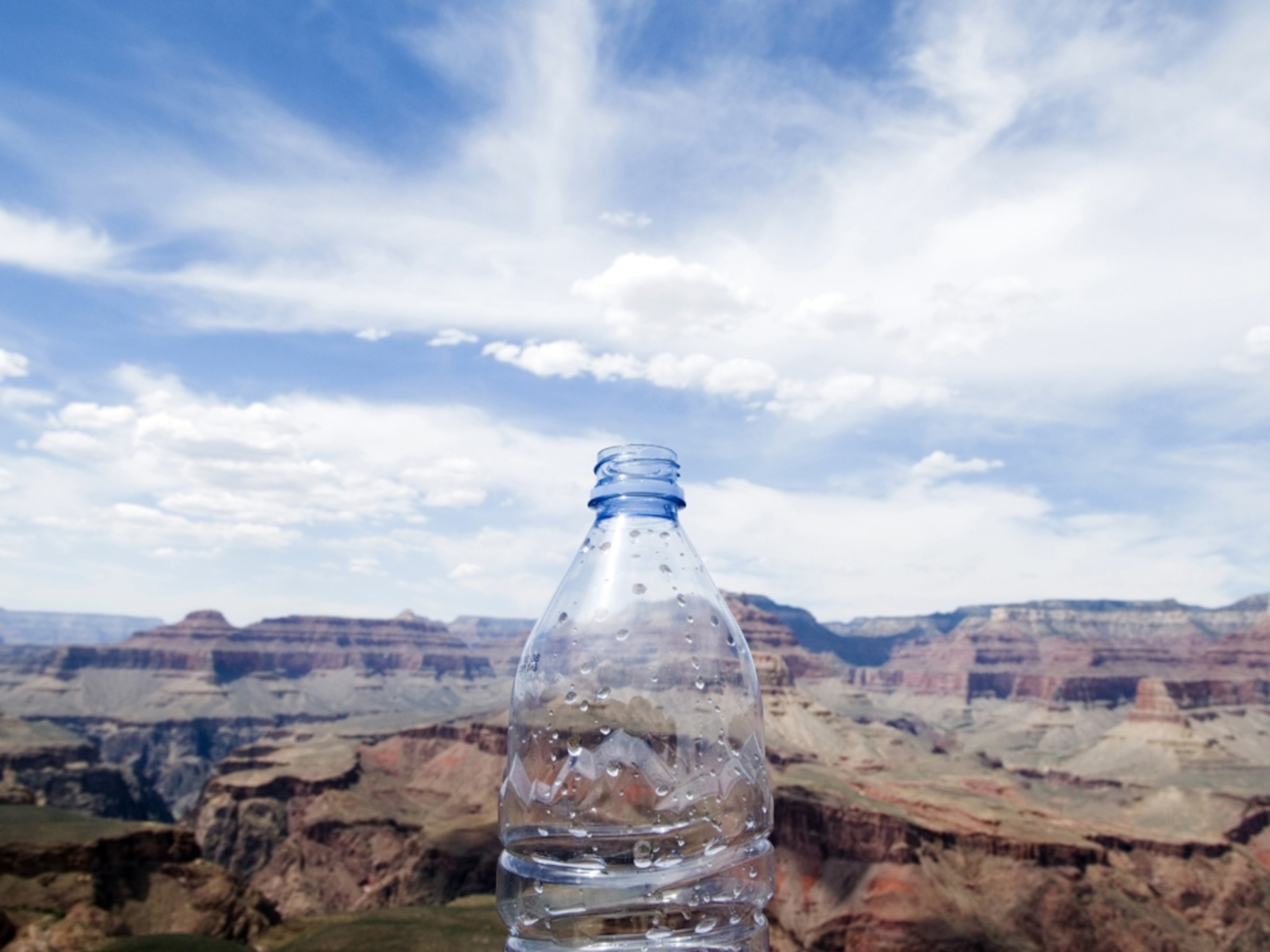 Empty water bottle at the Grand Canyon