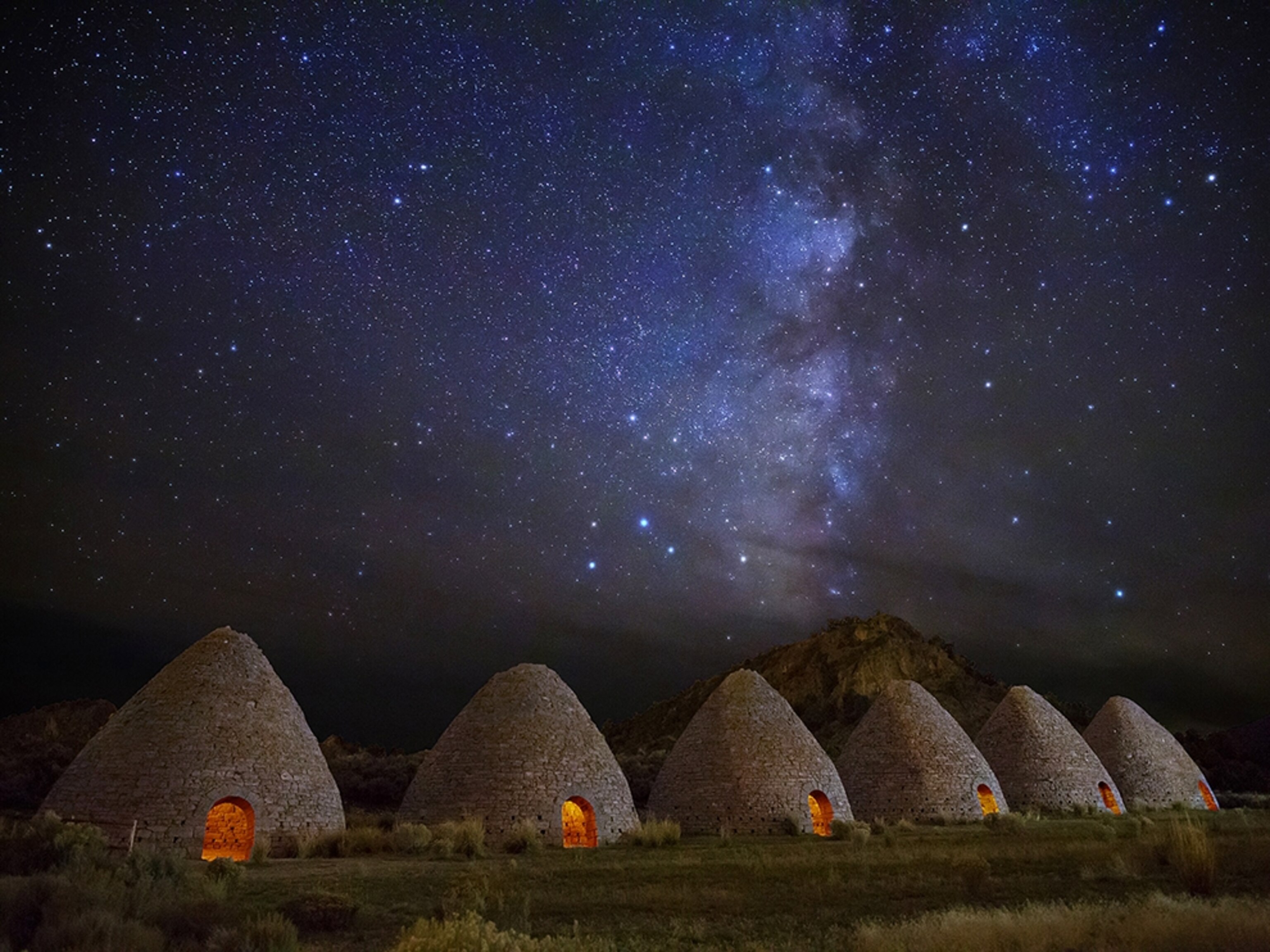 stars at night above the Ward Charcoal Ovens State Park Historic Site, Nevada