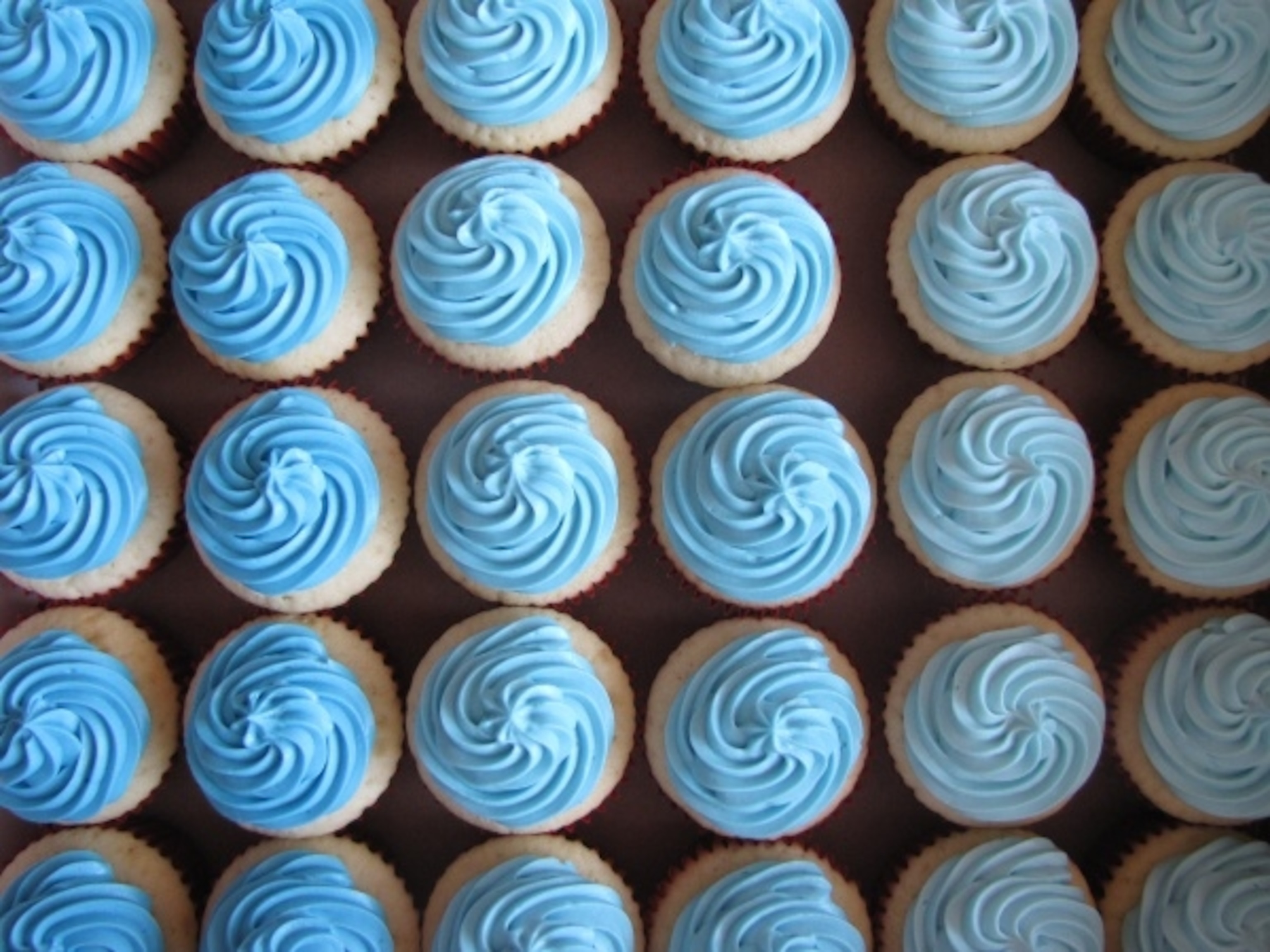 blue cupcakes.