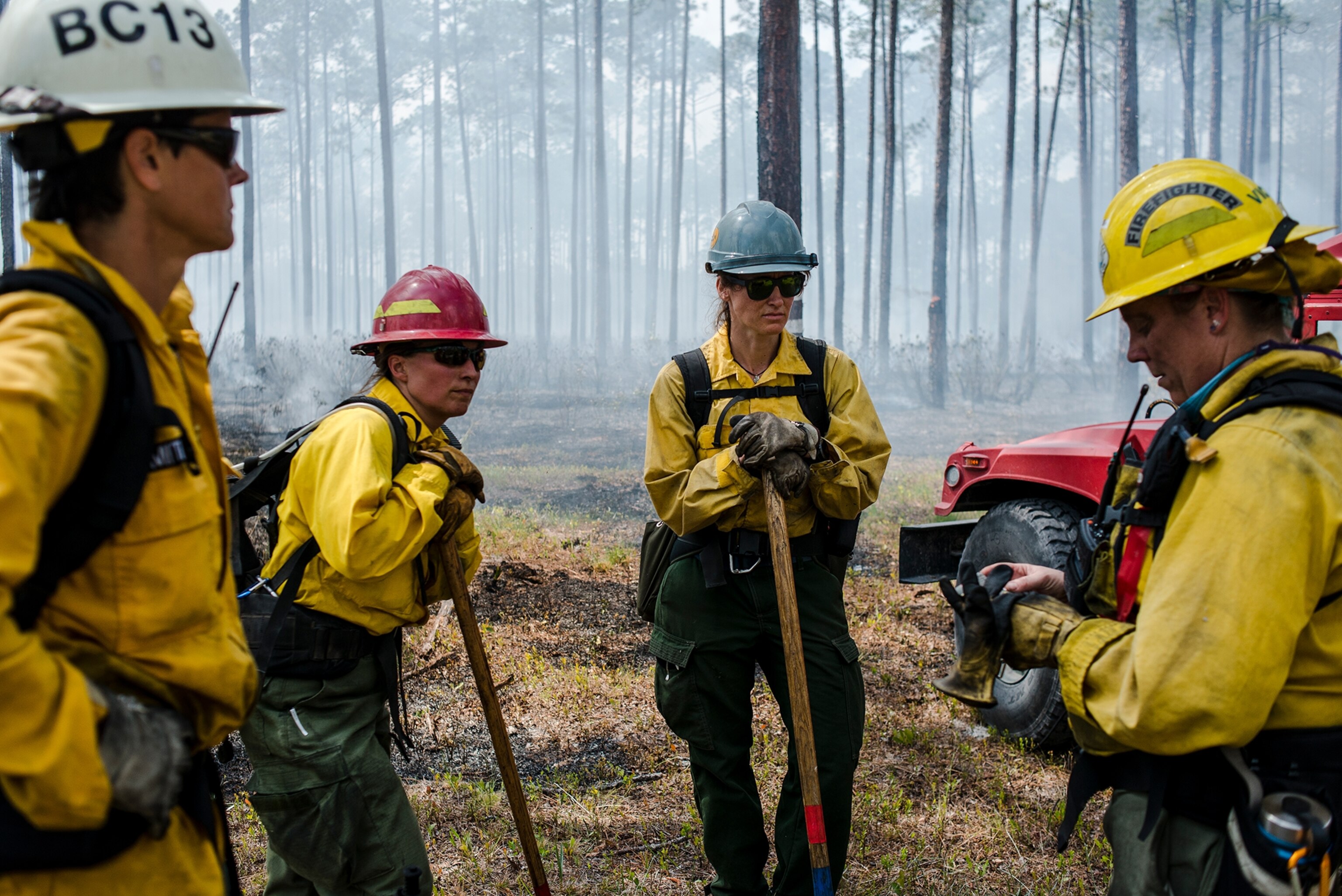 a group of women at a fire training workshop