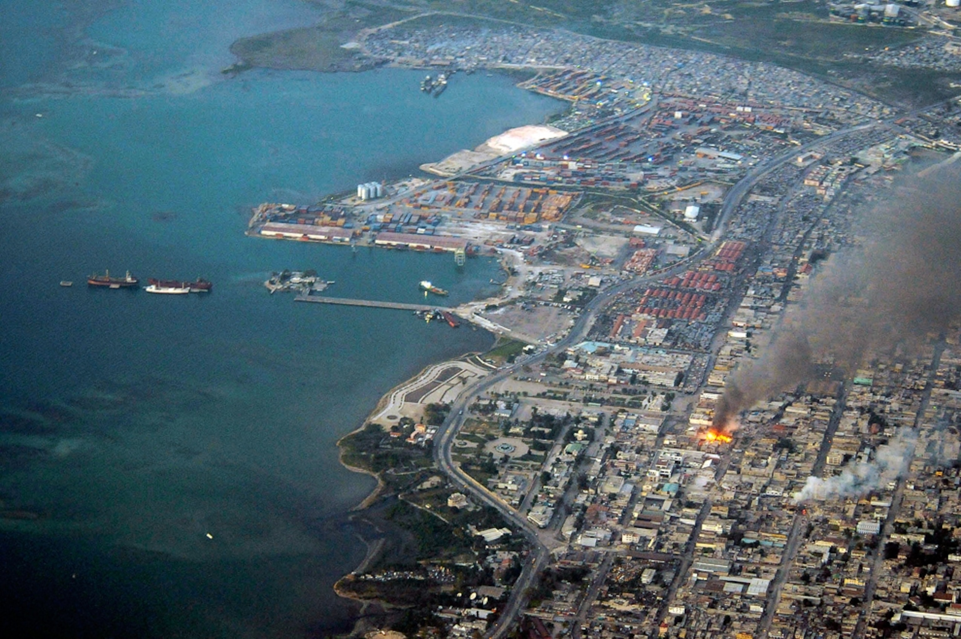 Port-au-Prince Bay, Haiti, ten days after a massive earthquake.