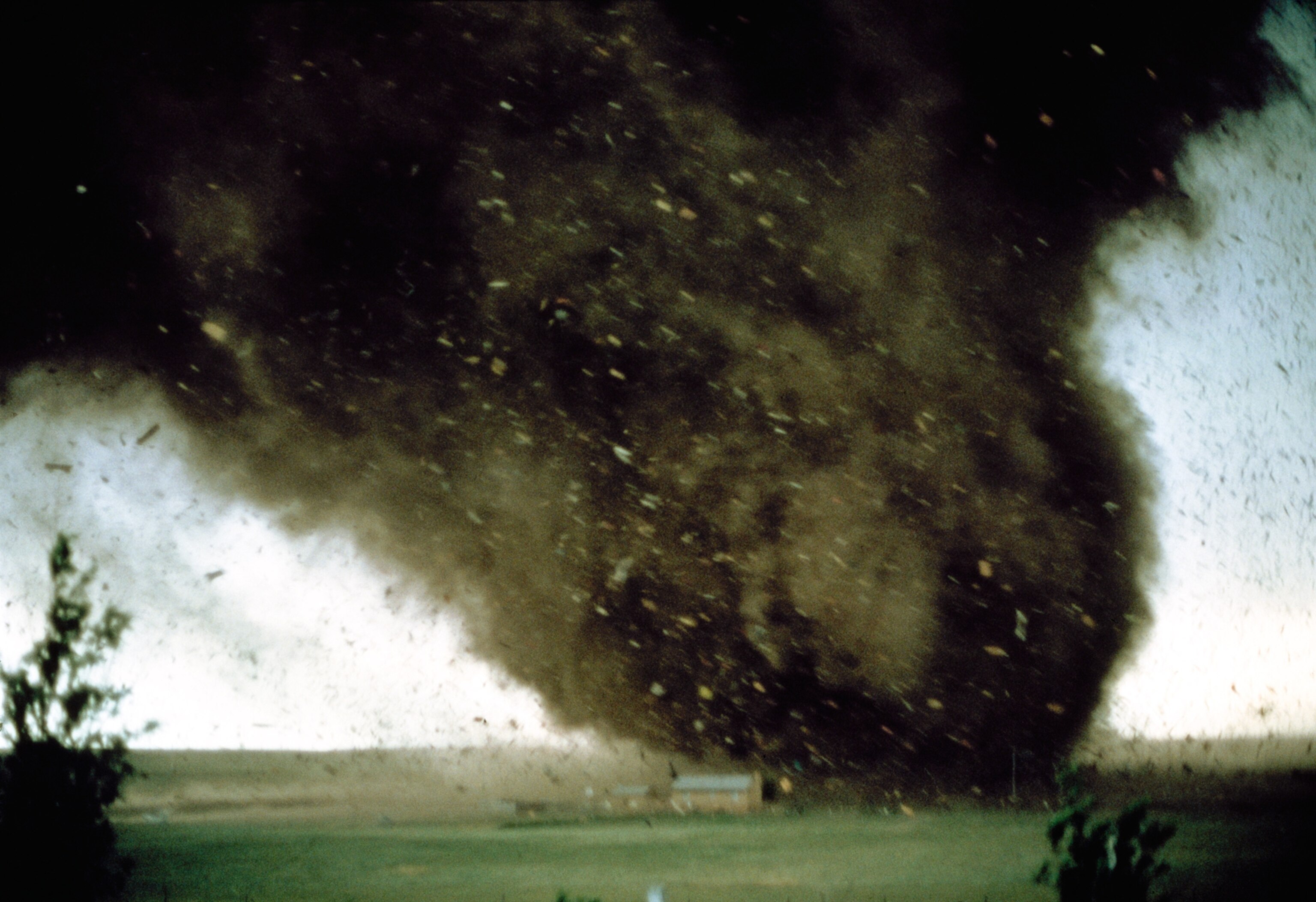 a funnel cloud throwing debris in Wyoming