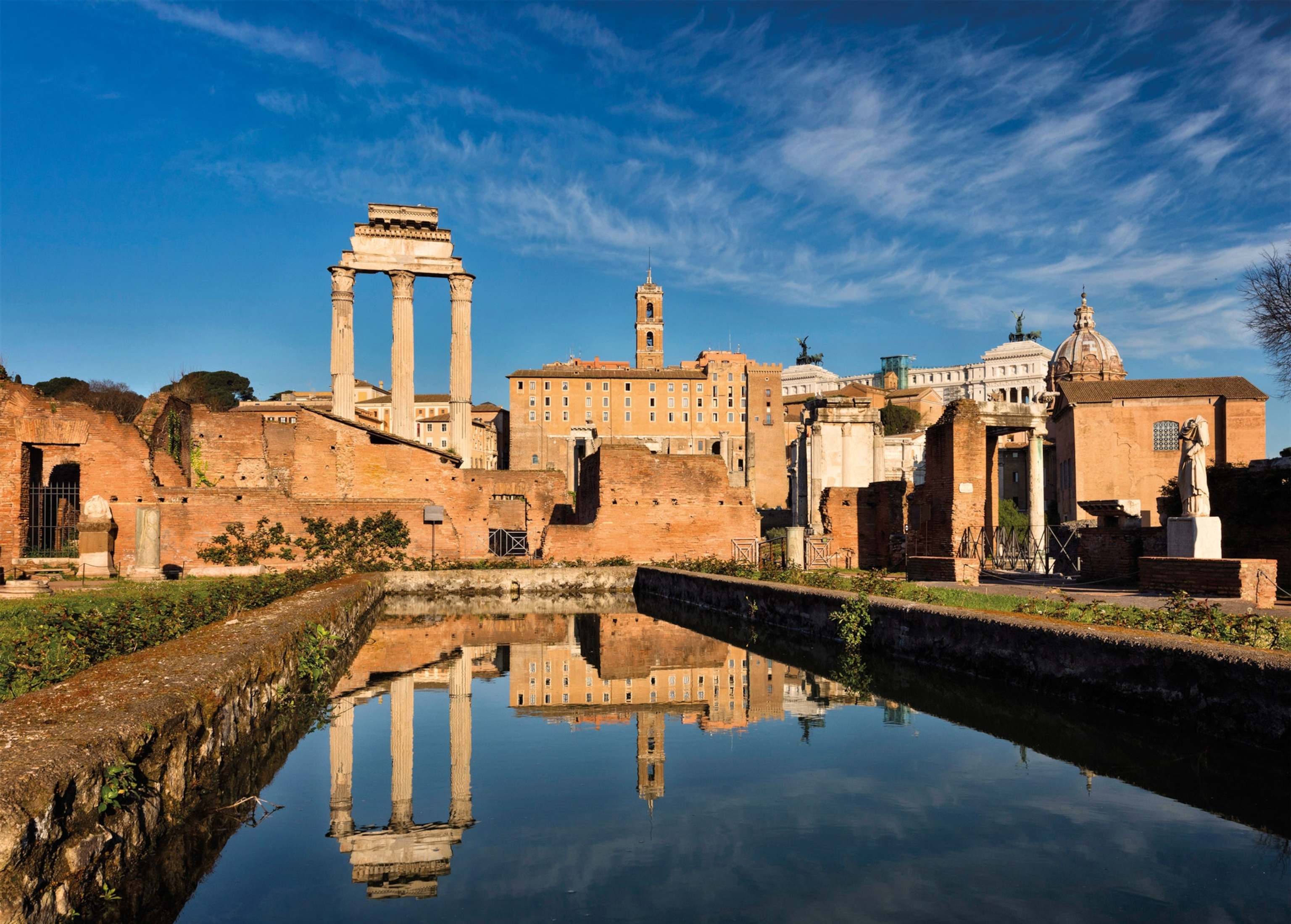 the ruins of the Atrium Vestae standing in the Roman Forum