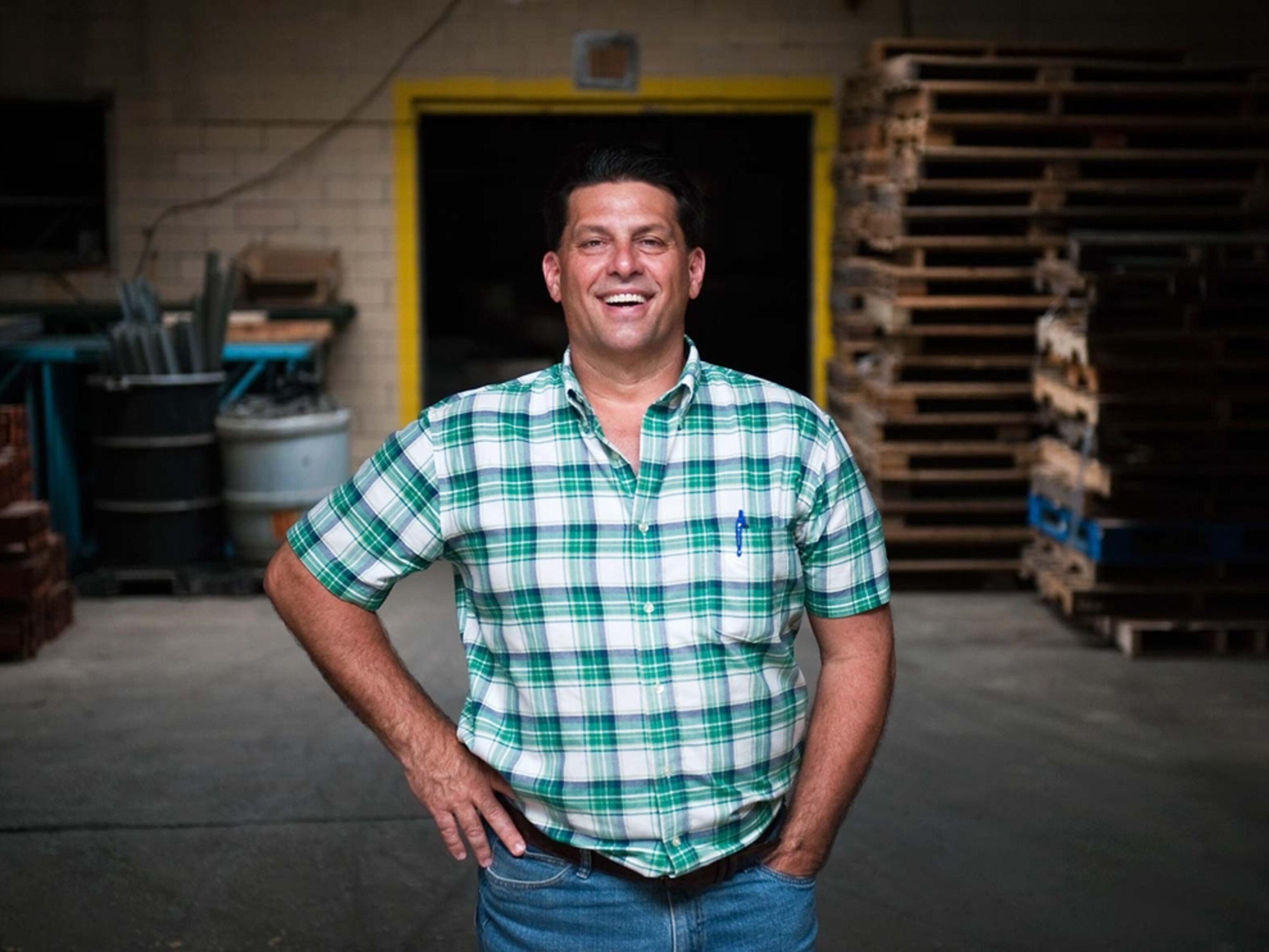 Paul Battista stands in the warehouse of Sunnyside Supply store in Slovan, Pennsylvania.