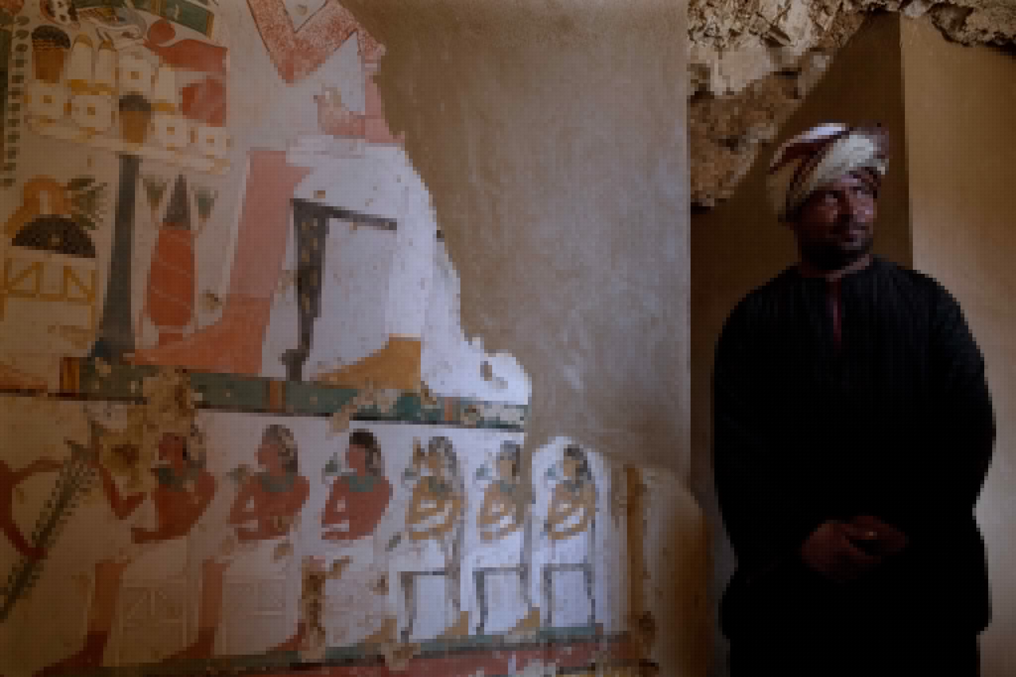 the wall inscription in newly discovered tomb on Luxor's West Bank in Egypt