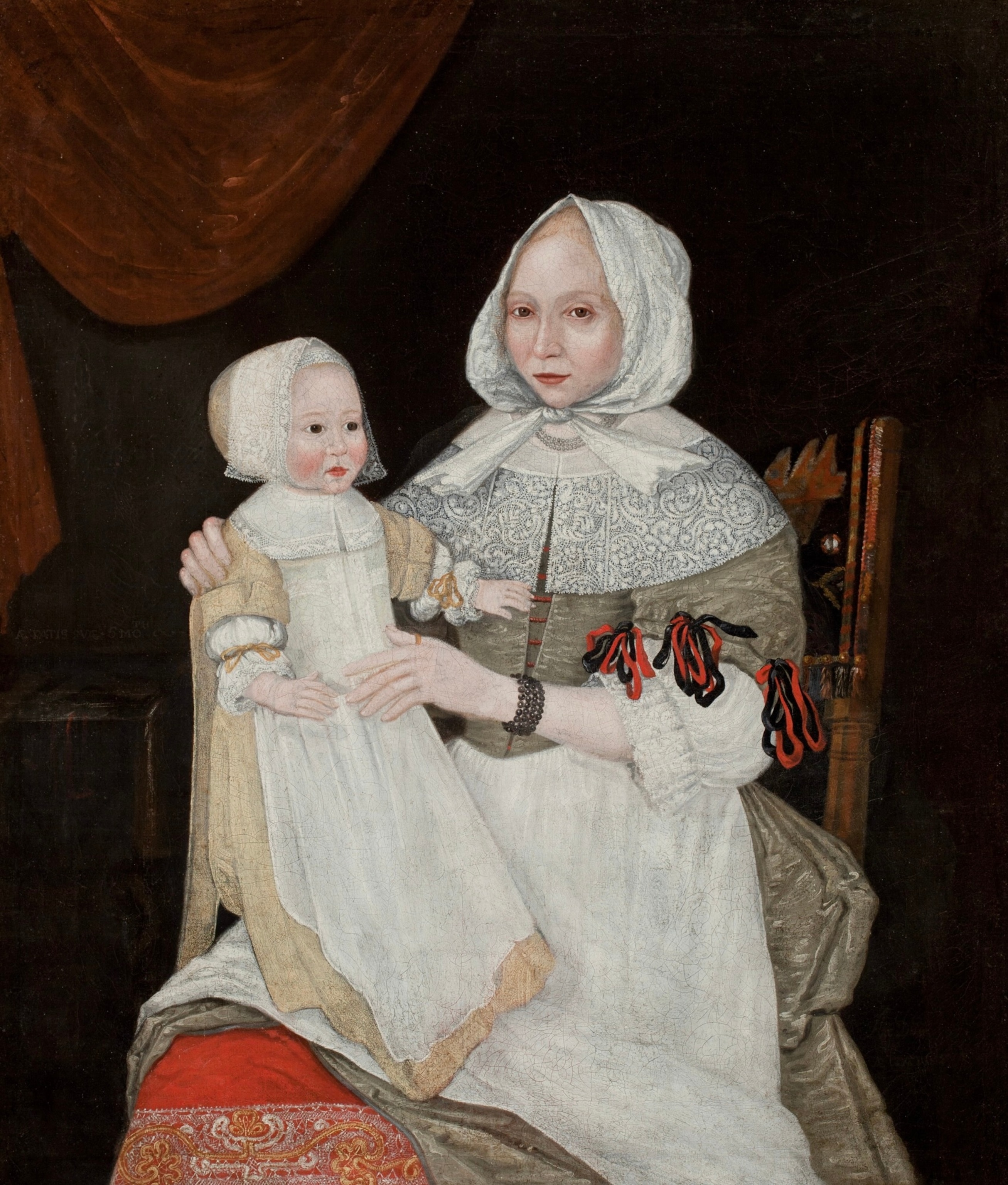 Mrs Elizabeth Freake and Baby Mary, c.1671-74 (oil on canvas) (see 183405 for pair)