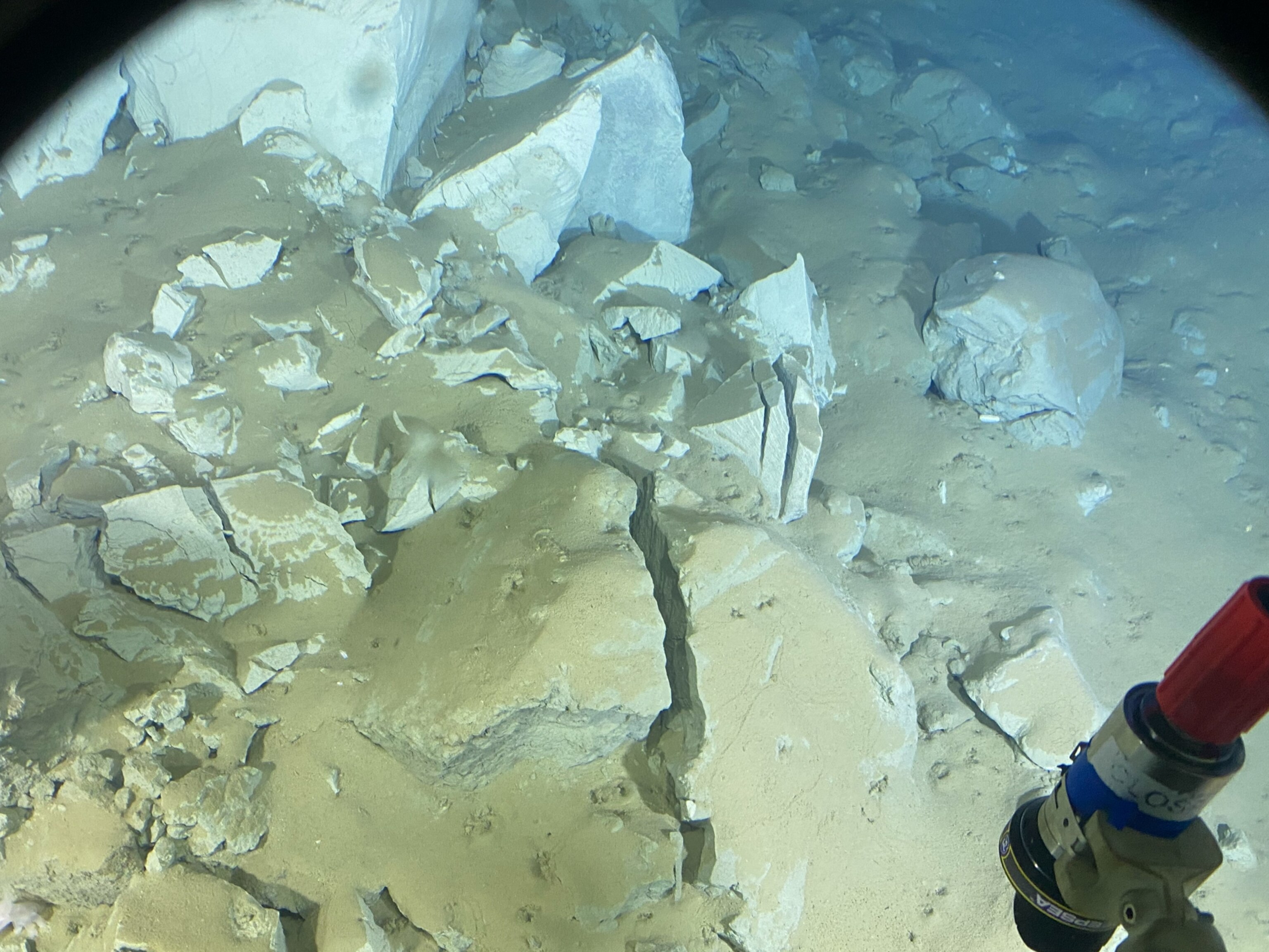 Cracked rubble seen on the ocean floor in the Japan Trench.