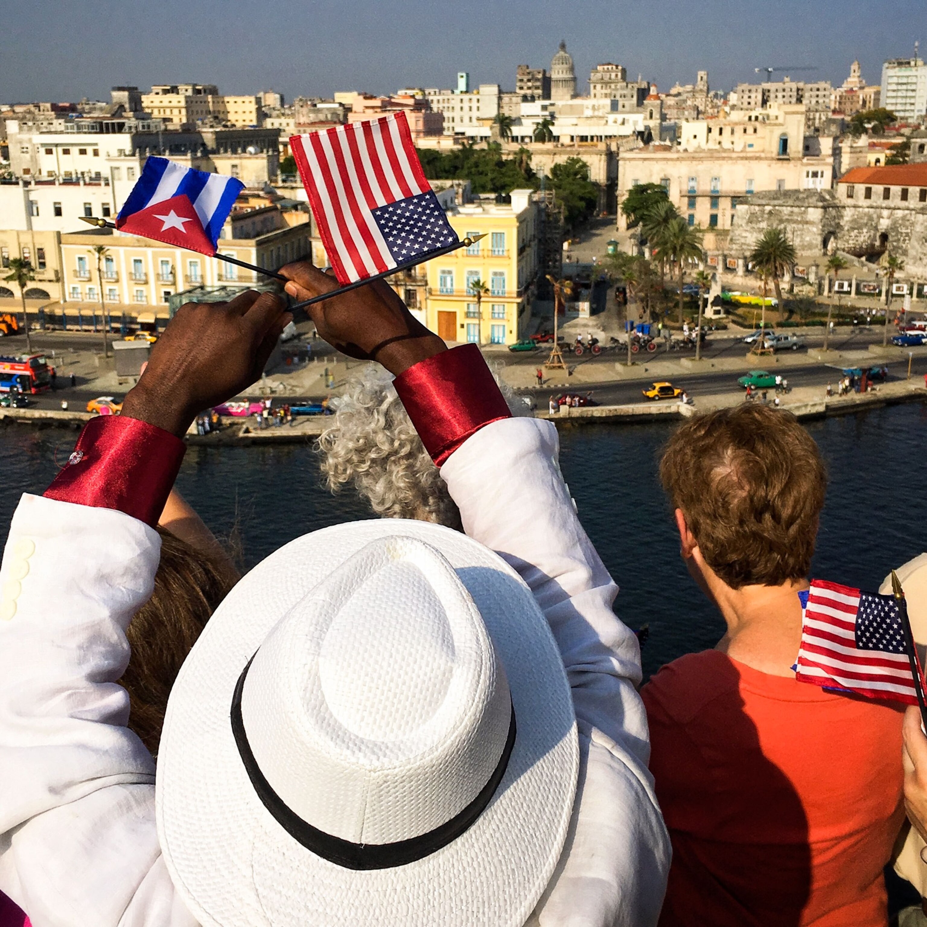 passengers on a cruise ship arriving in Havana, Cuba
