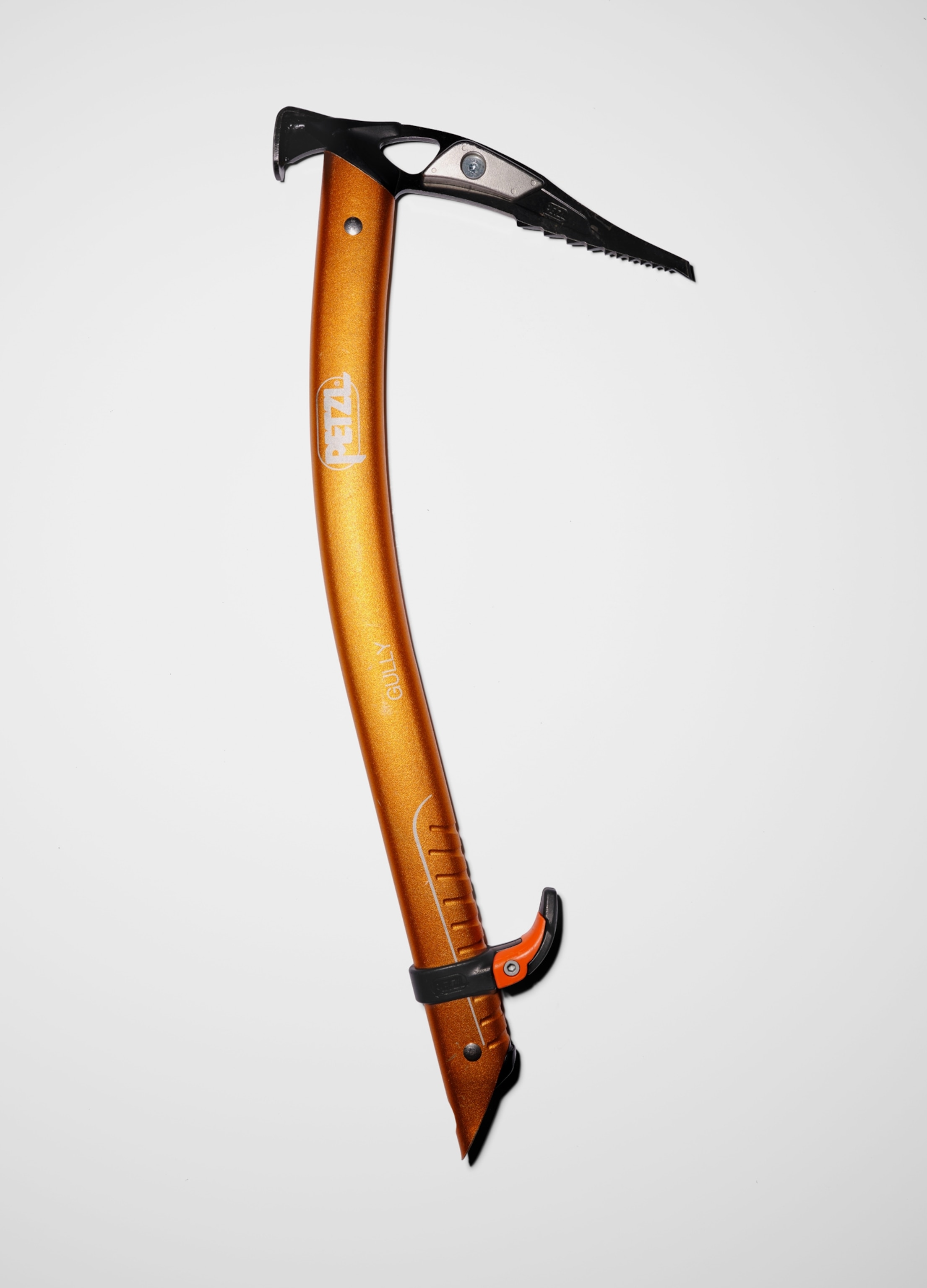 An axe lies on a white background