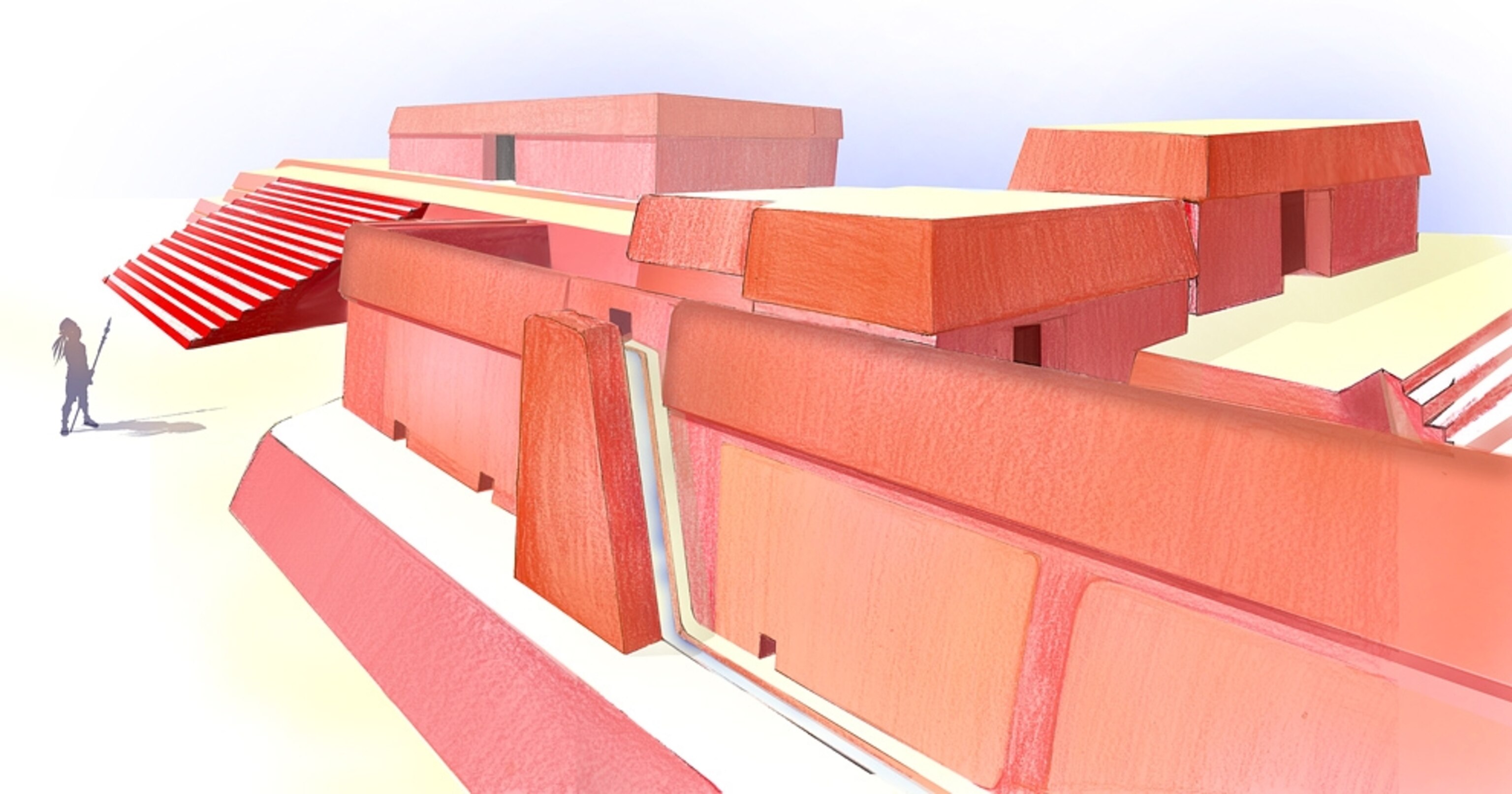 Maya-pyramid picture: artist's reconstrution of Nakum