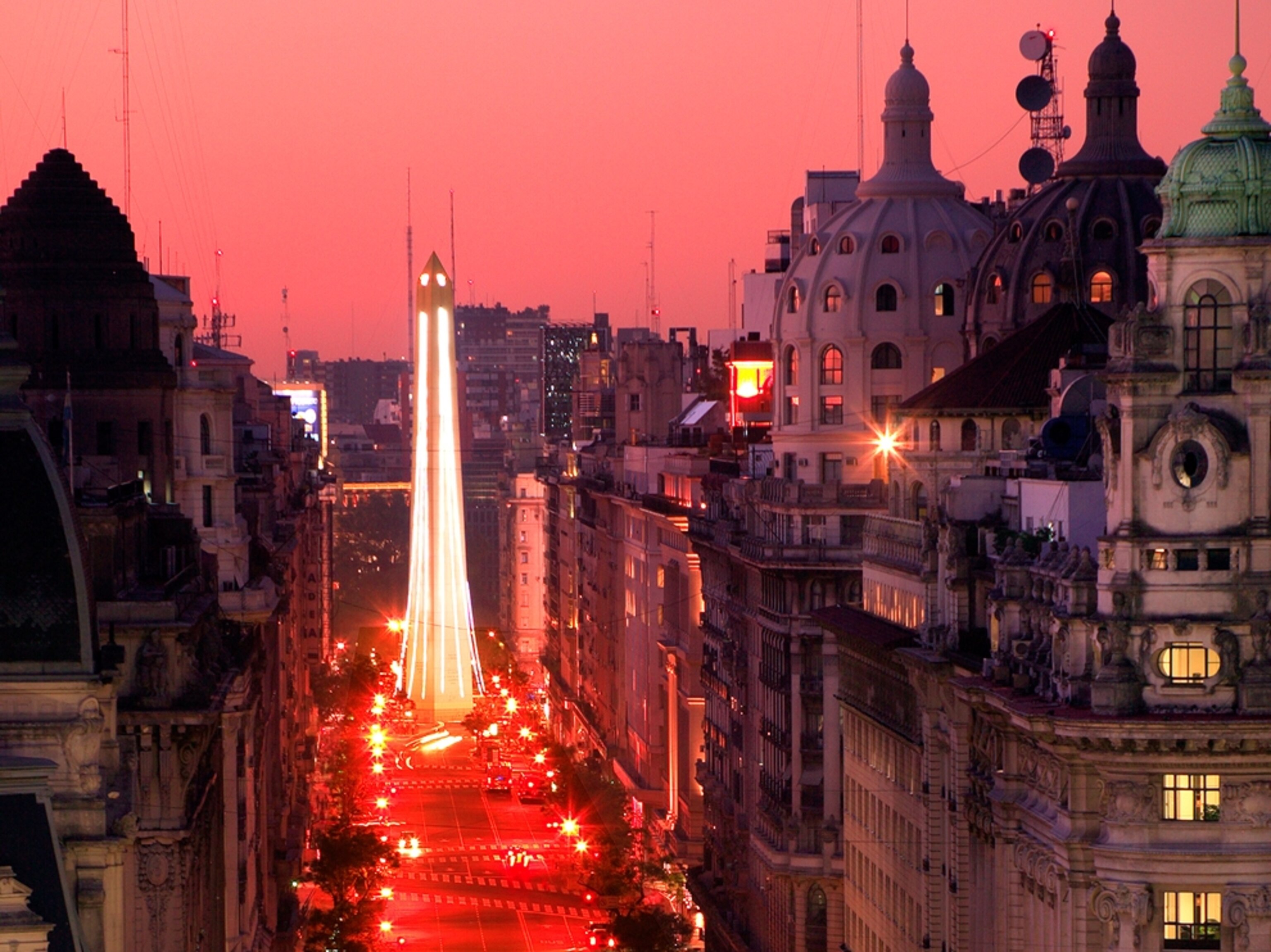 View of Avenida Roque Sáenz Peña at twilight in Buenos Aires, Argentina