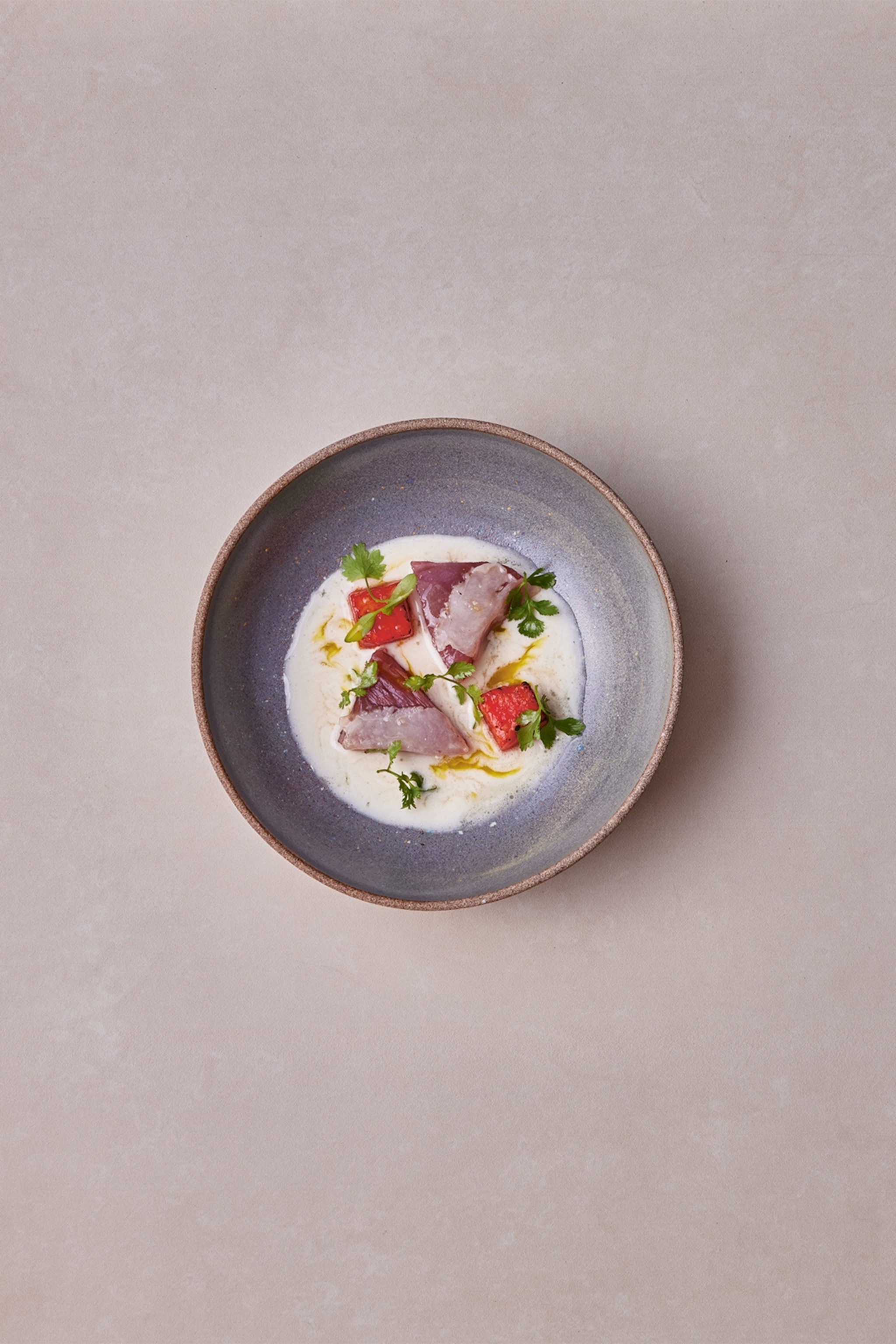 Tuna, lard and watermelon.