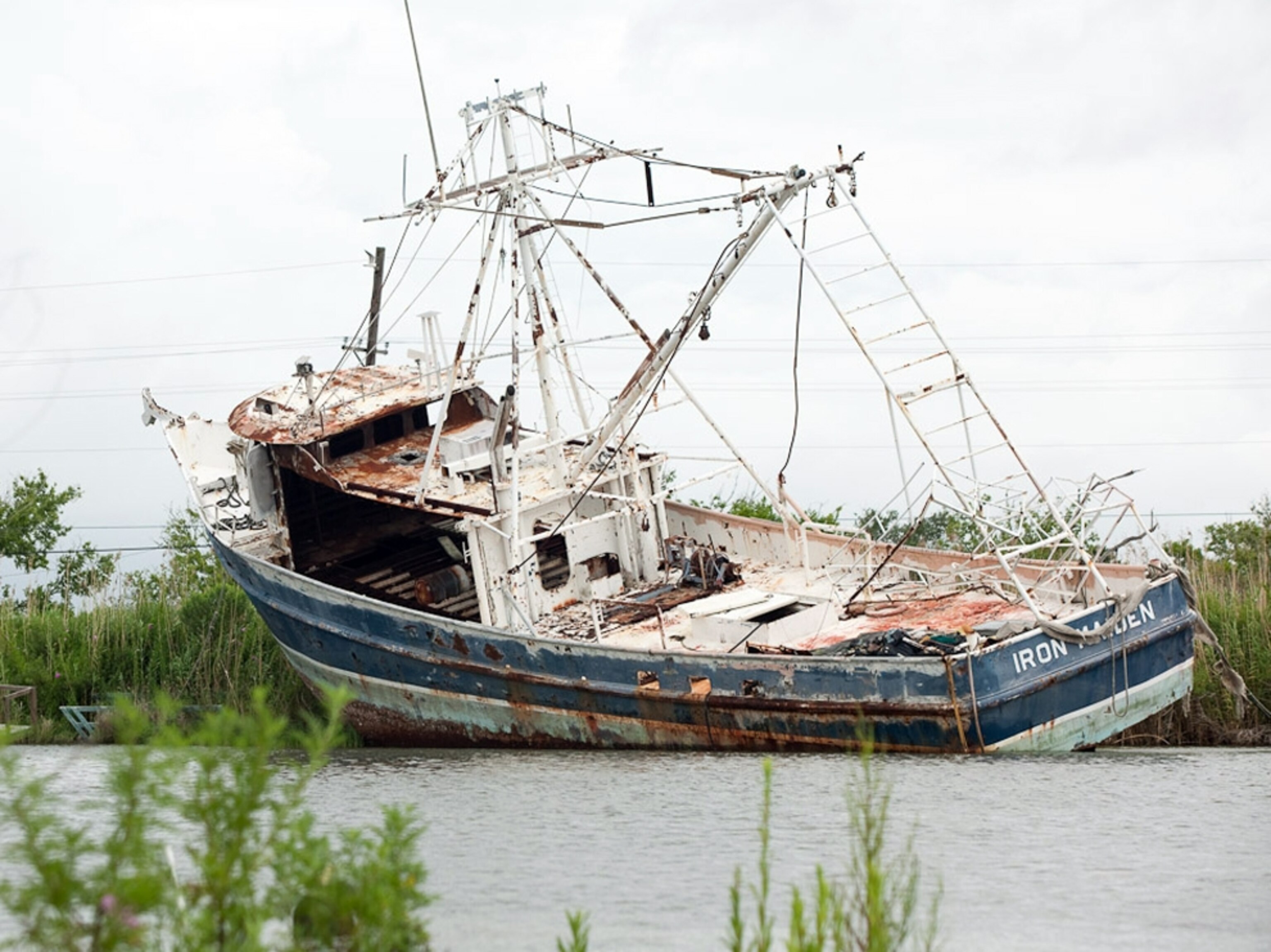 Wrecked boat in the bayou