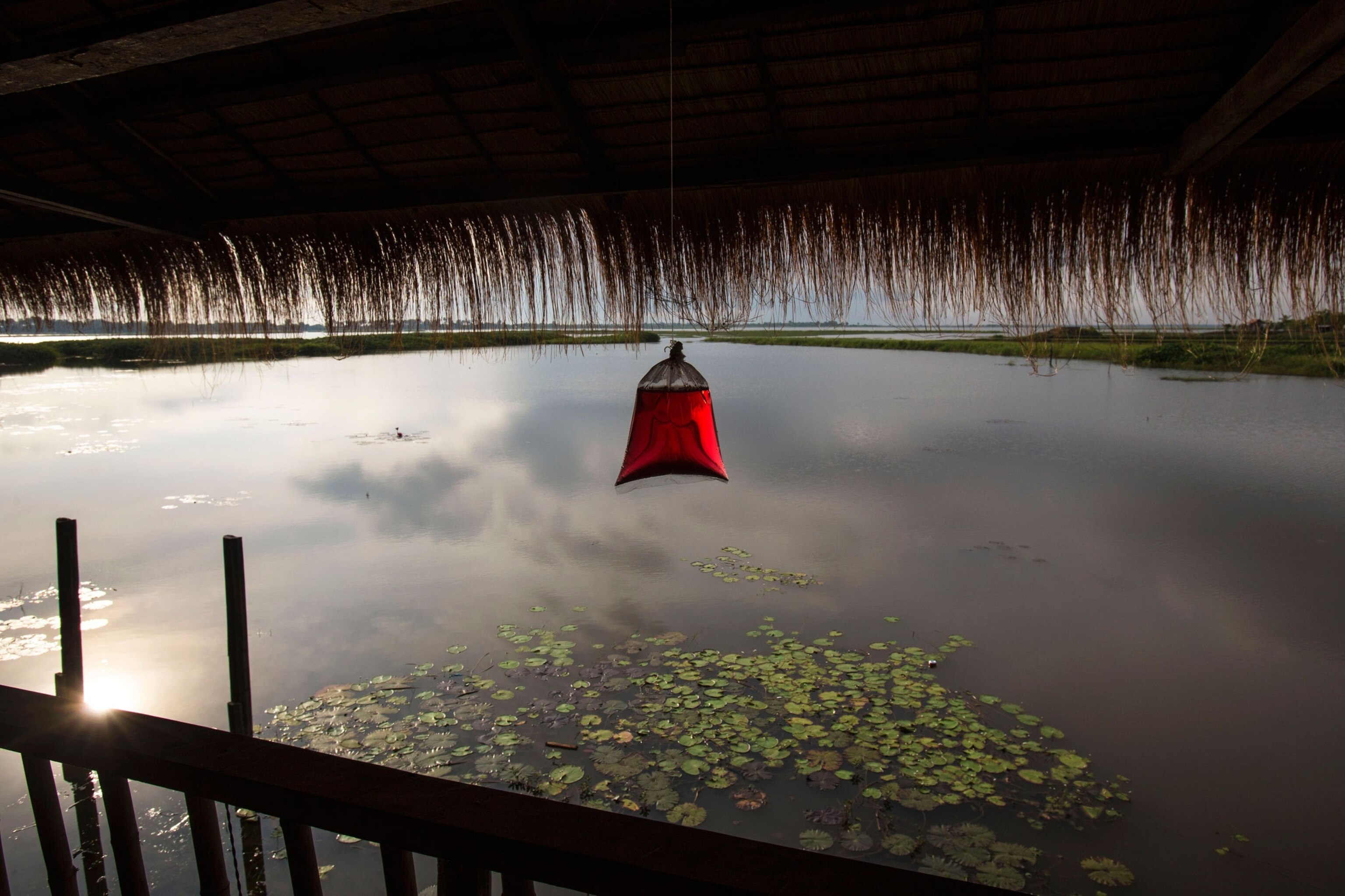 a colored bag of water in Cambodia