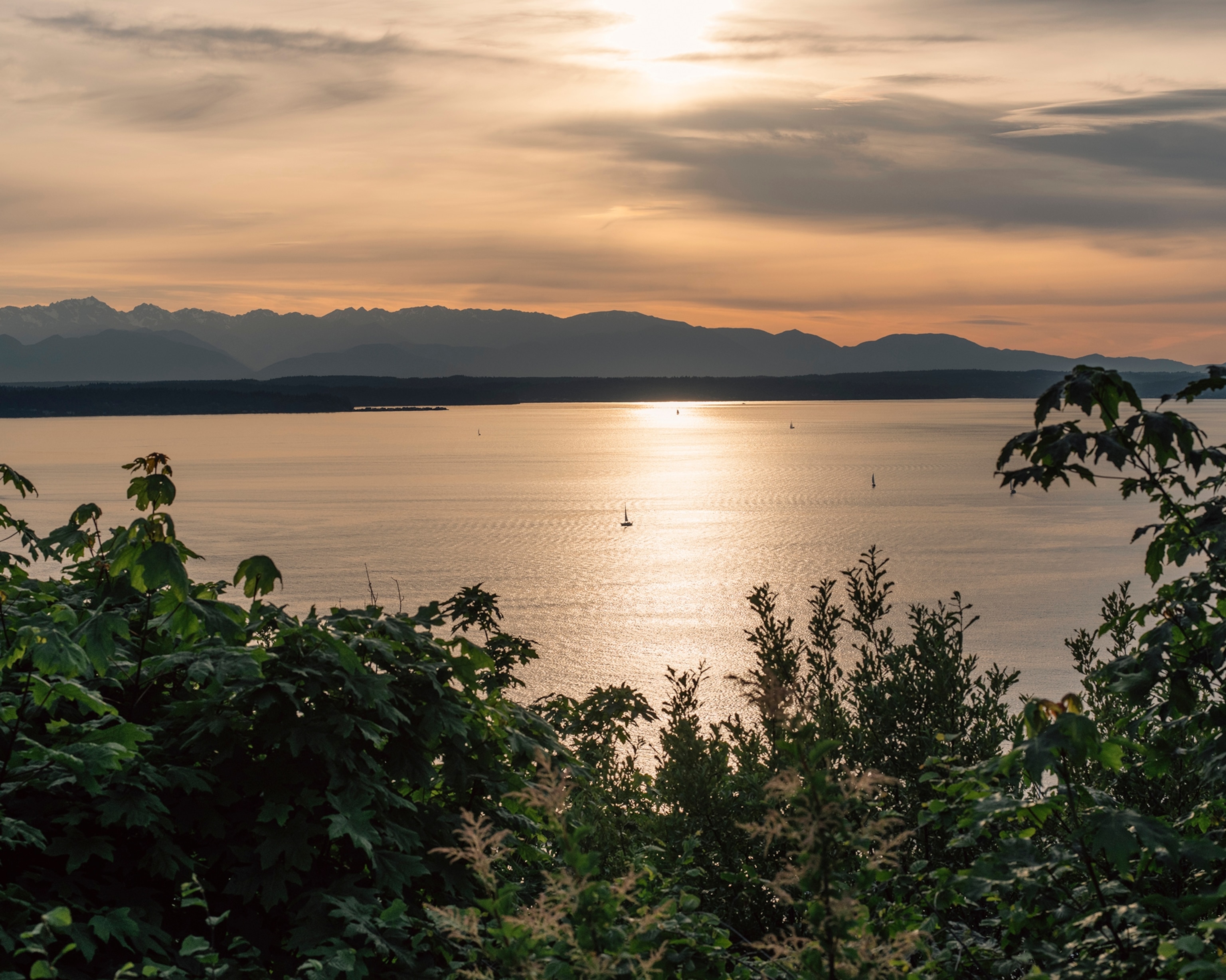 sunset over the Olympic Mountains in Washington