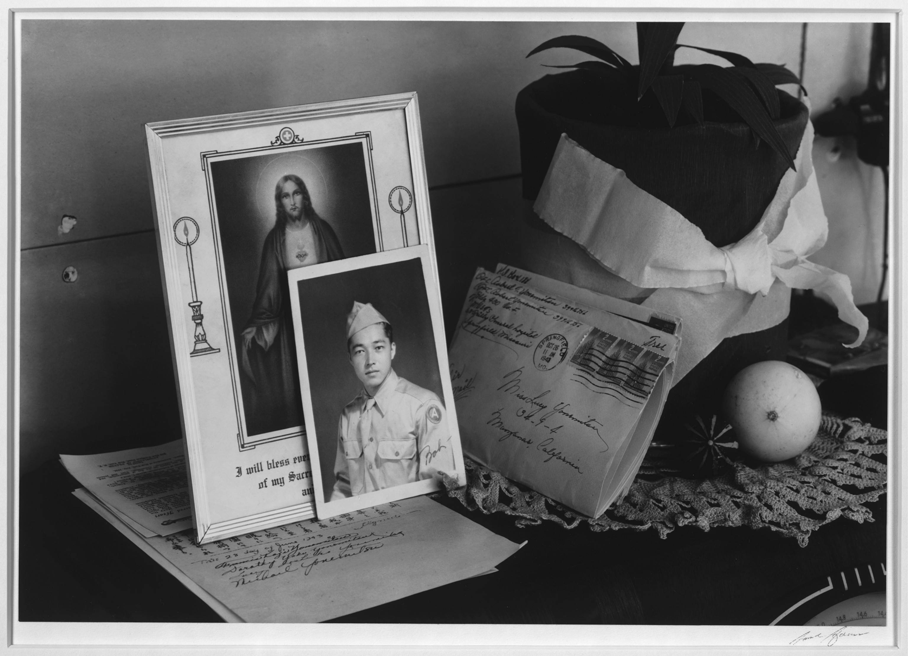 pictures and mementoes on phonograph