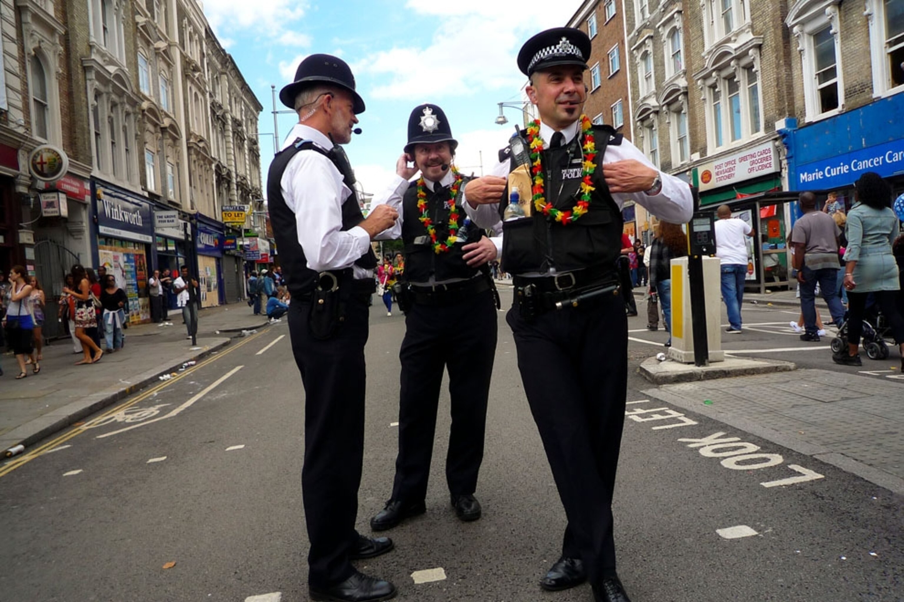 Police officers at the annual Notting Hill Carnival in London