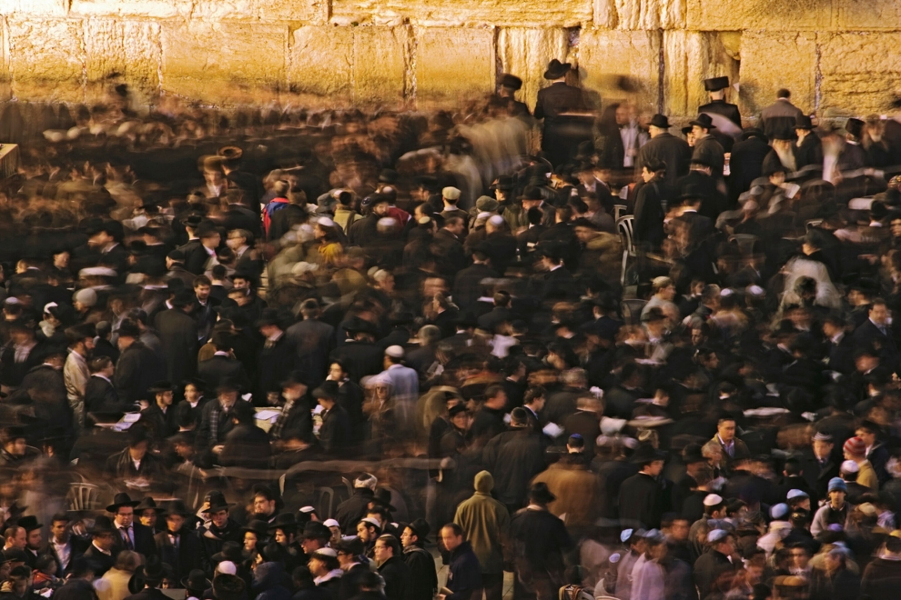 a crowd gathered at the Western Wall, Jerusalem