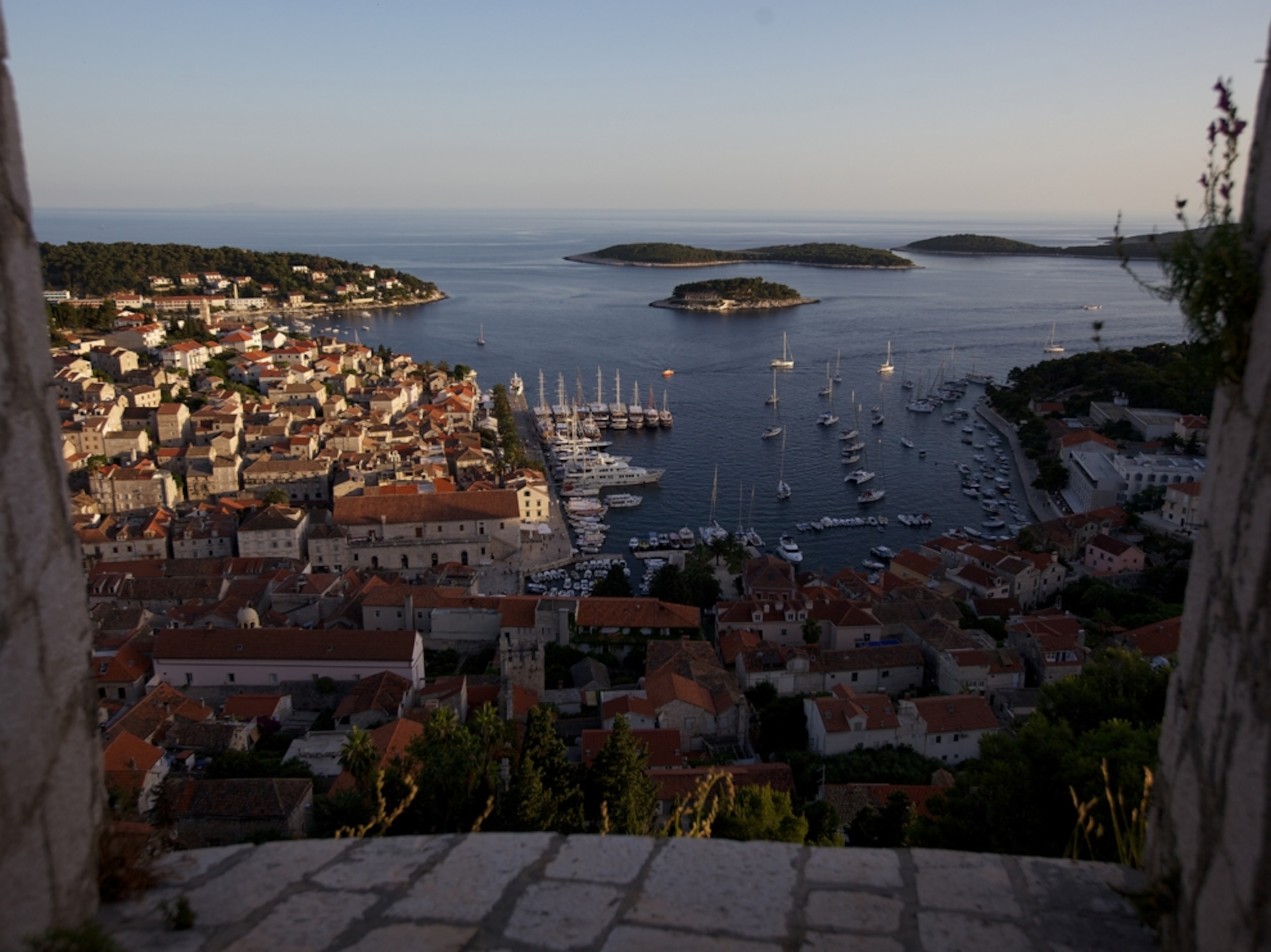 harbor town view Hvar castle