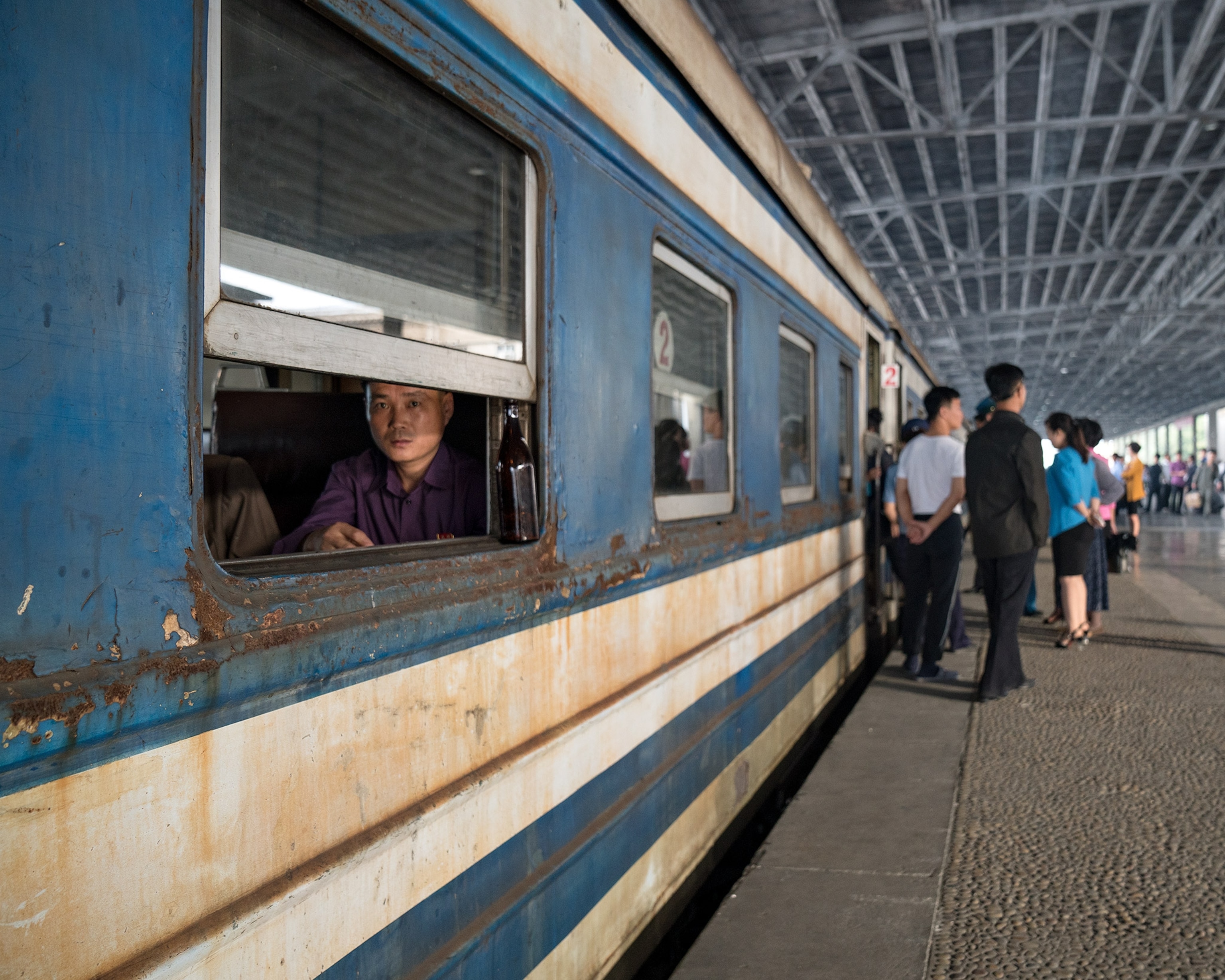 a train station in Pyongyang, North Korea