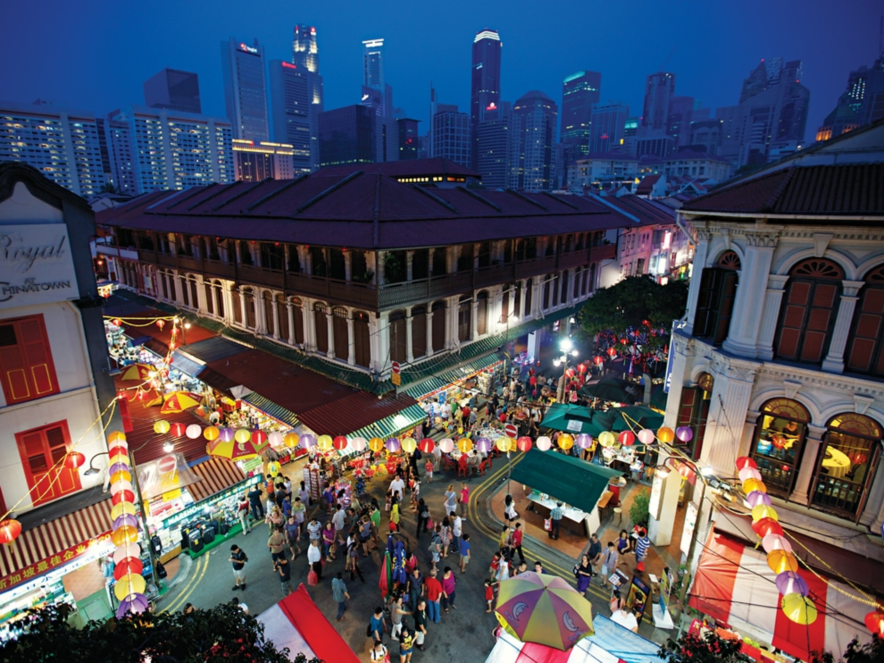 Singapore skyline and Chinatown