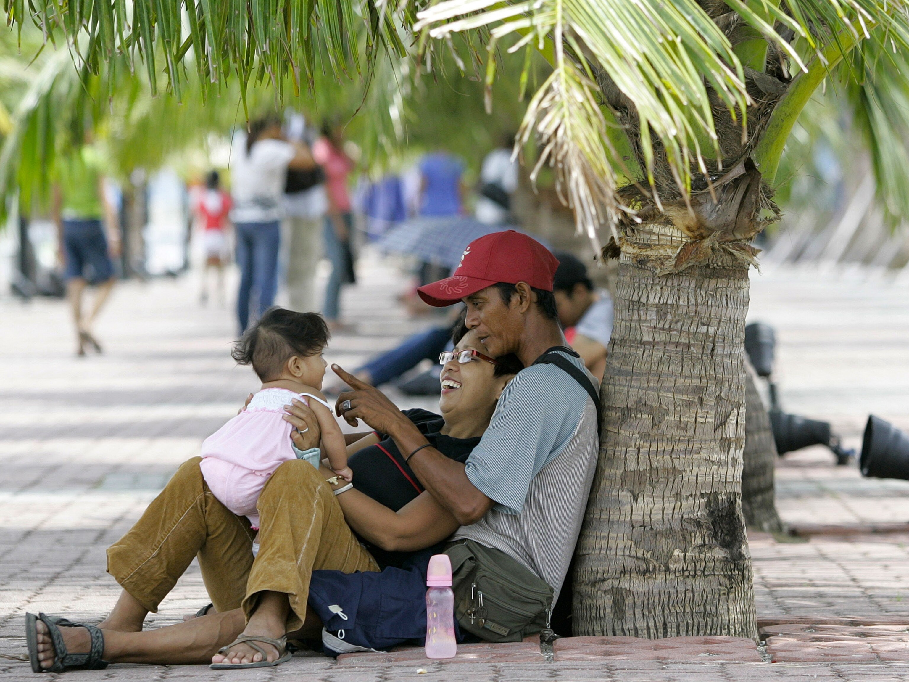 A family celebrates Father's Day in Manila, Philippines.