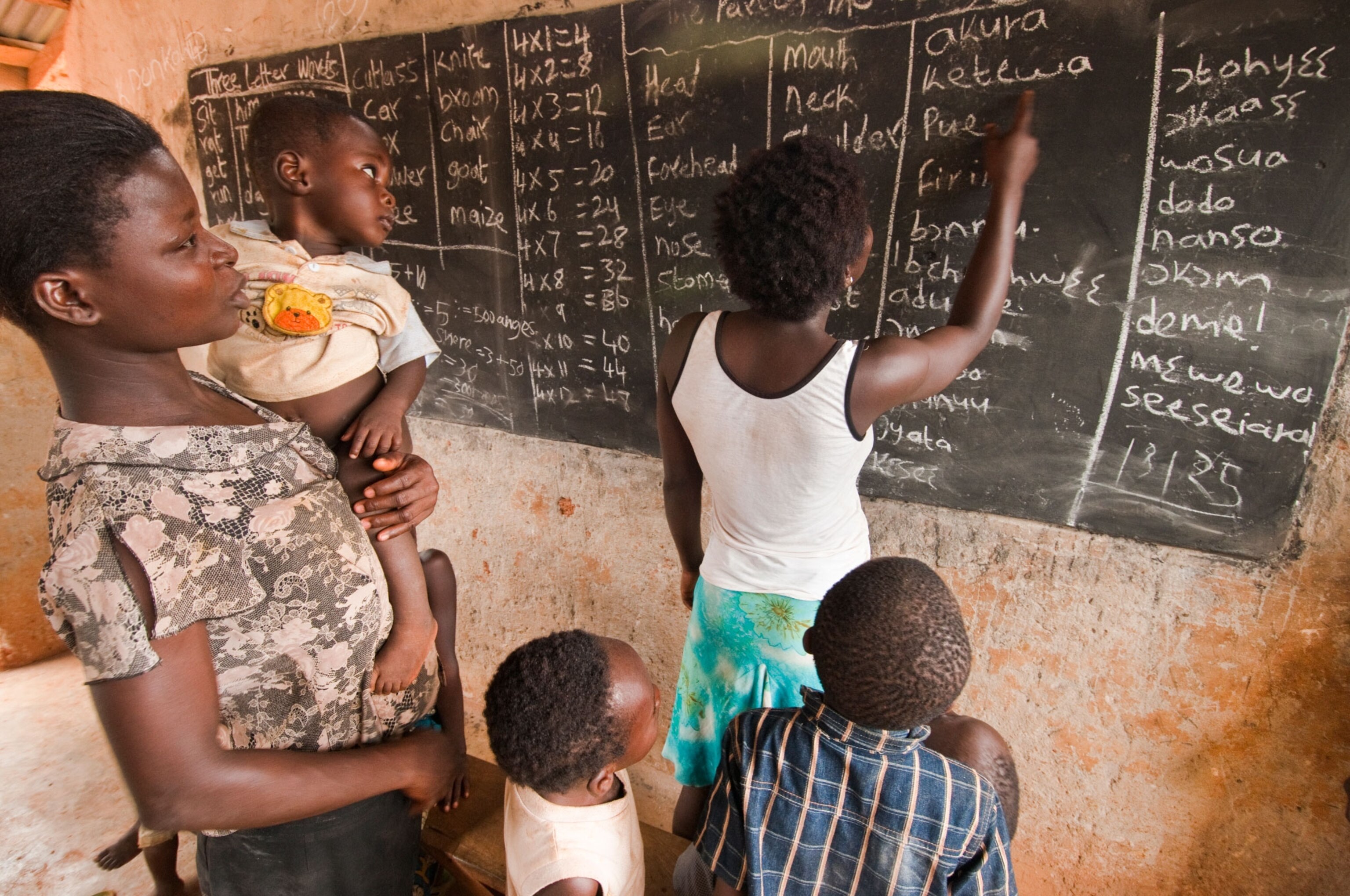 teacher and pupils in classroom in Ghana