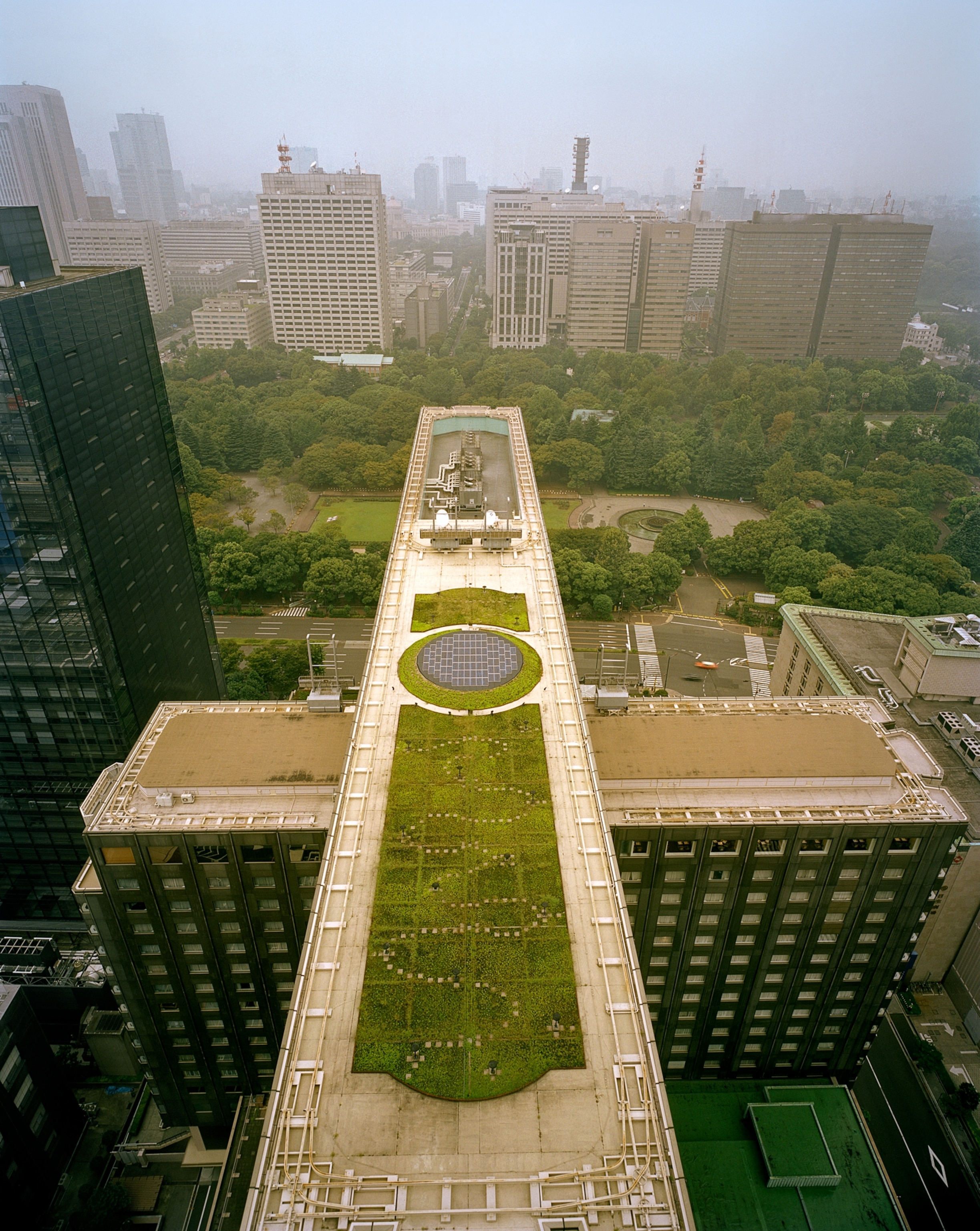 Tokyo's historic Imperial Hotel combining rooftop plants with solar electric panels