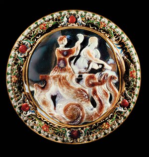 A cameo, made around A.D. 45, shows the imperial couple on a chariot sowing abundance across the empire.