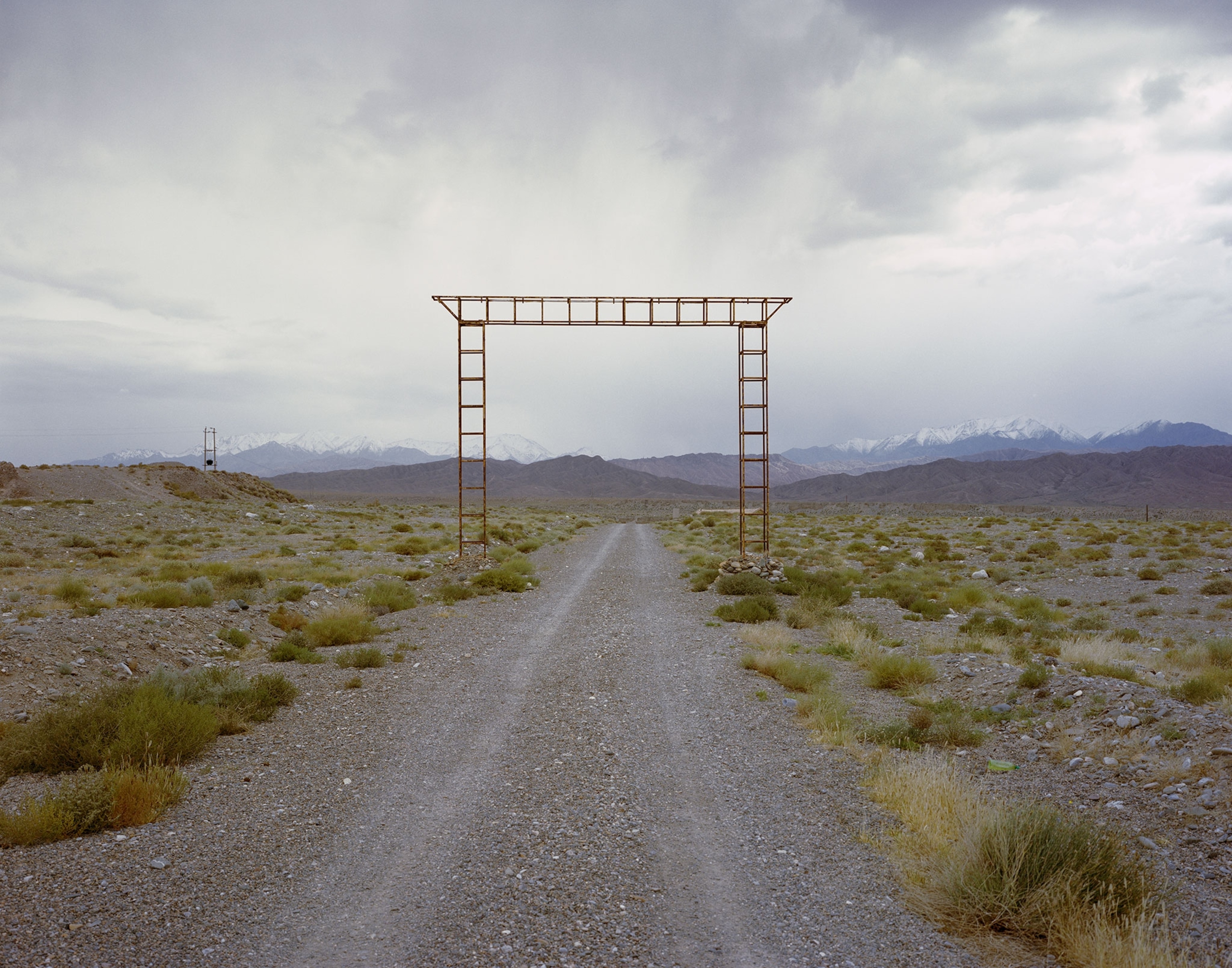a road running through a gateway