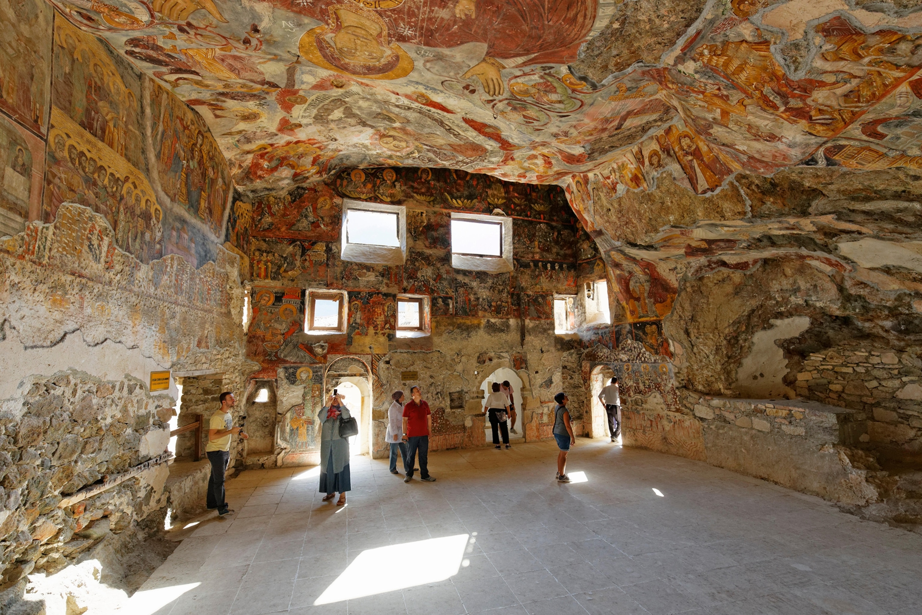 Frescoes in the Rock Church, Sumela Monastery or Sumela Manast1r1, Trabzon Province, Pontic Mountains, Black Sea Region.