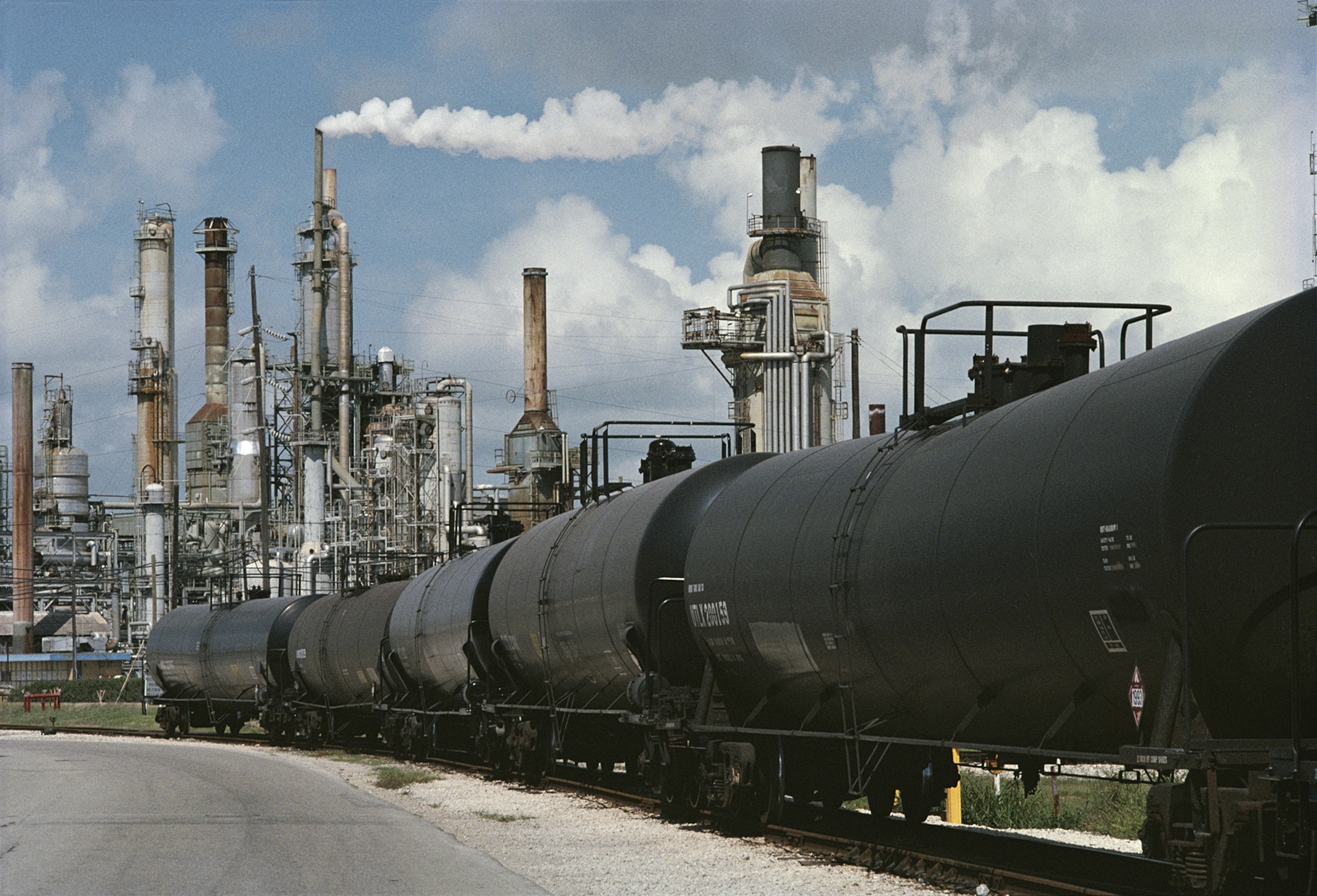 Chemical cars from an oil refinery.
