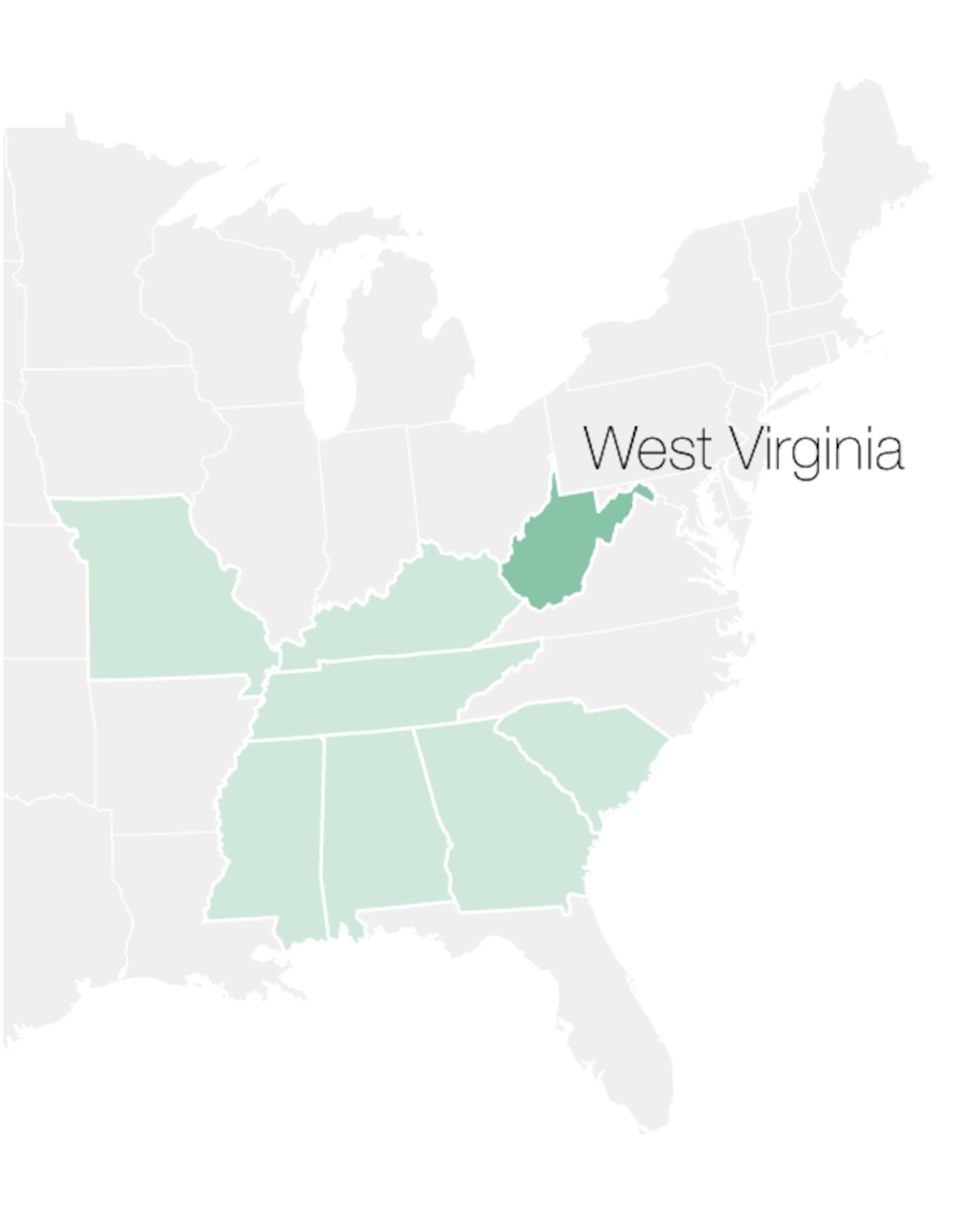 a map of West Virginia