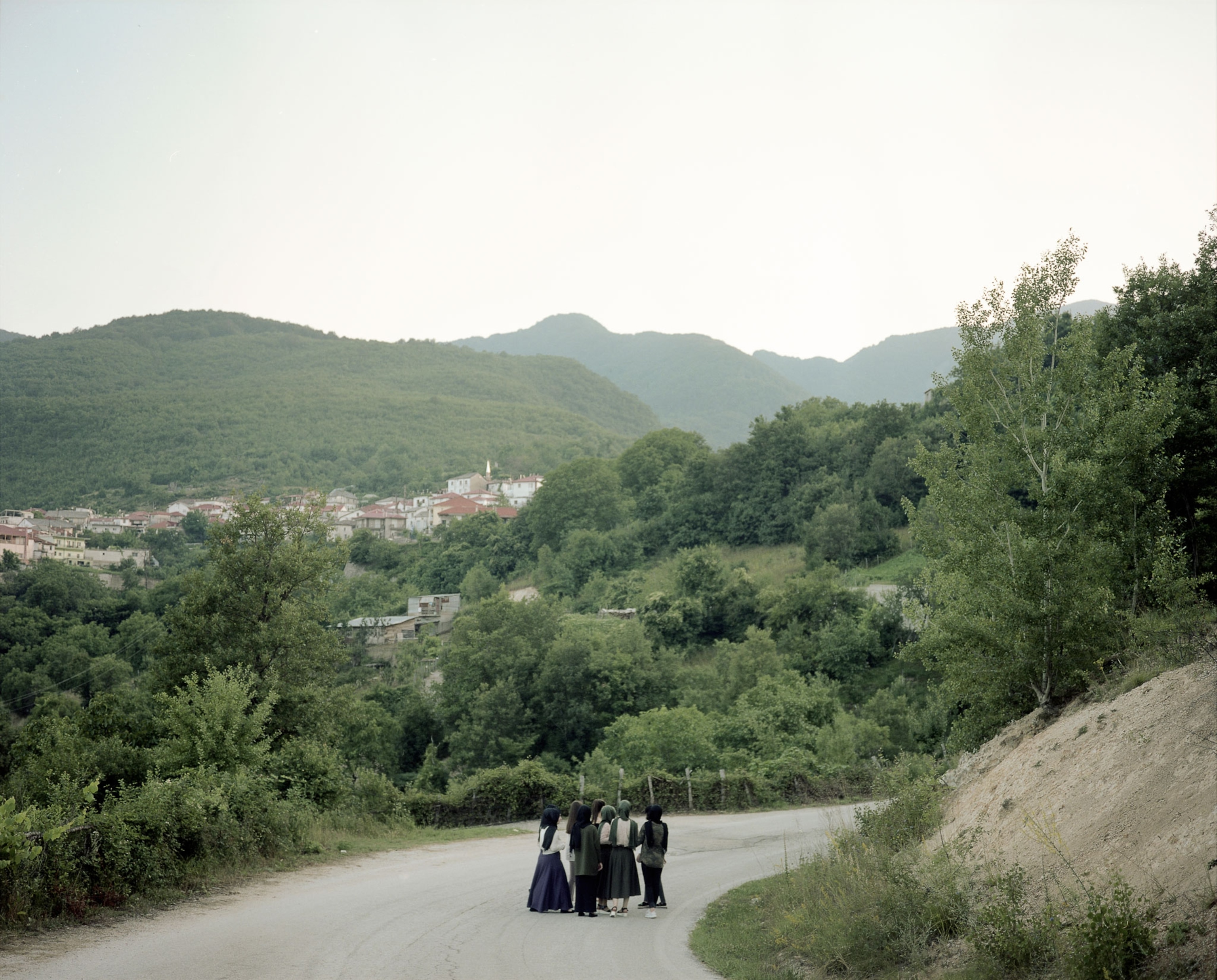 a Pomak women on a road in Greece