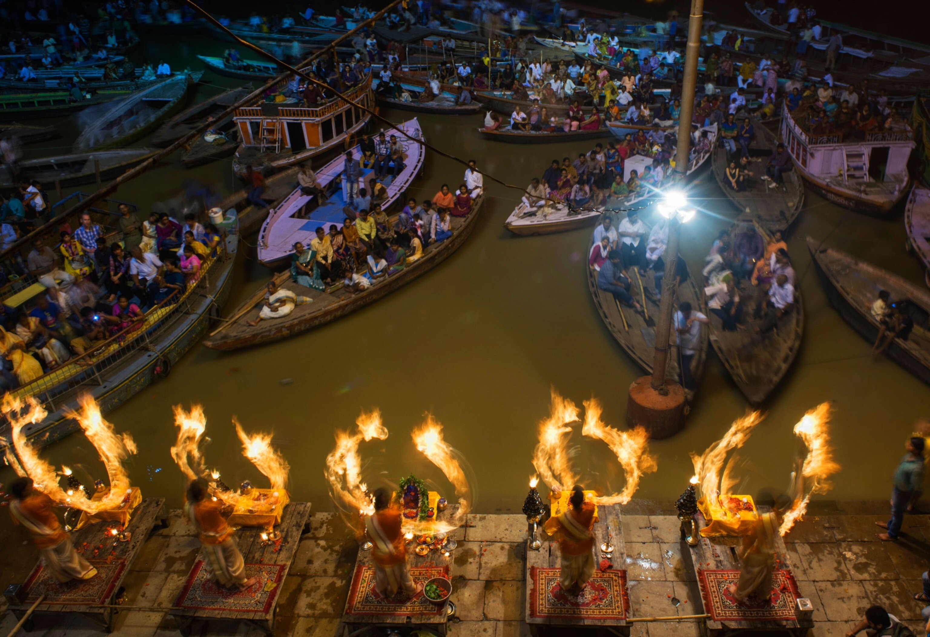 an aarti ceremony in Varanasi